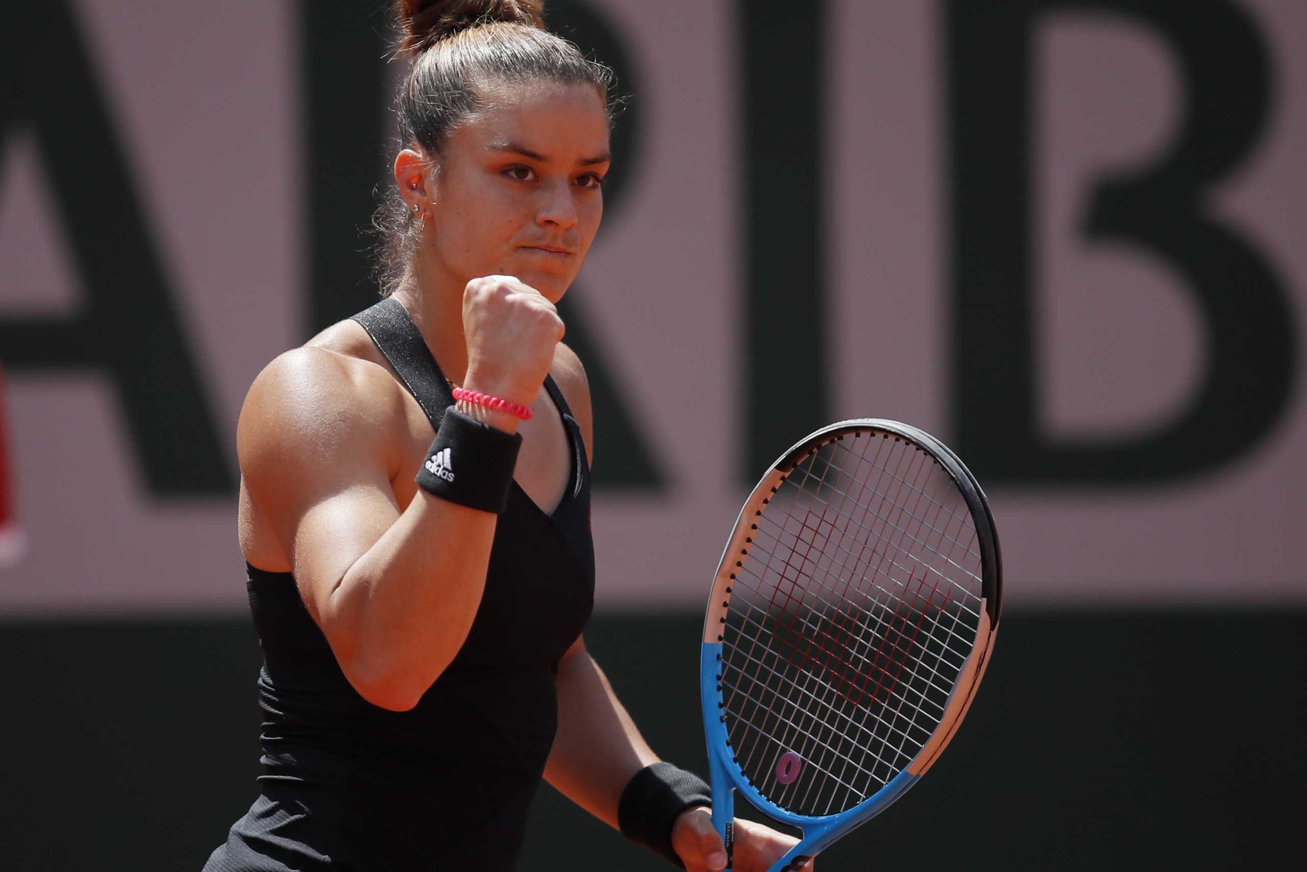 Tennis - French Open - Roland Garros, Paris, France - June 9, 2021  Greece's Maria Sakkari reacts during her quarter final match against Poland's Iga Swiatek REUTERS