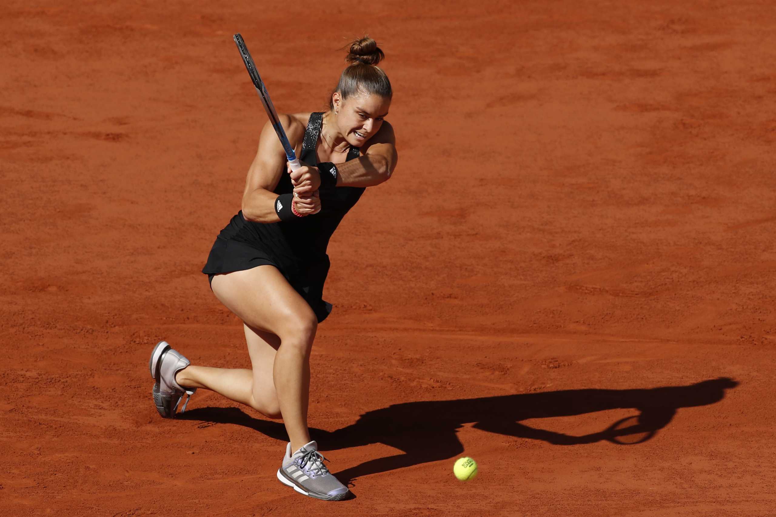 Tennis - French Open - Roland Garros, Paris, France - June 10, 2021 Greece's Maria Sakkari in action during her semi final match against Czech Republic's Barbora Krejcikova REUTERS