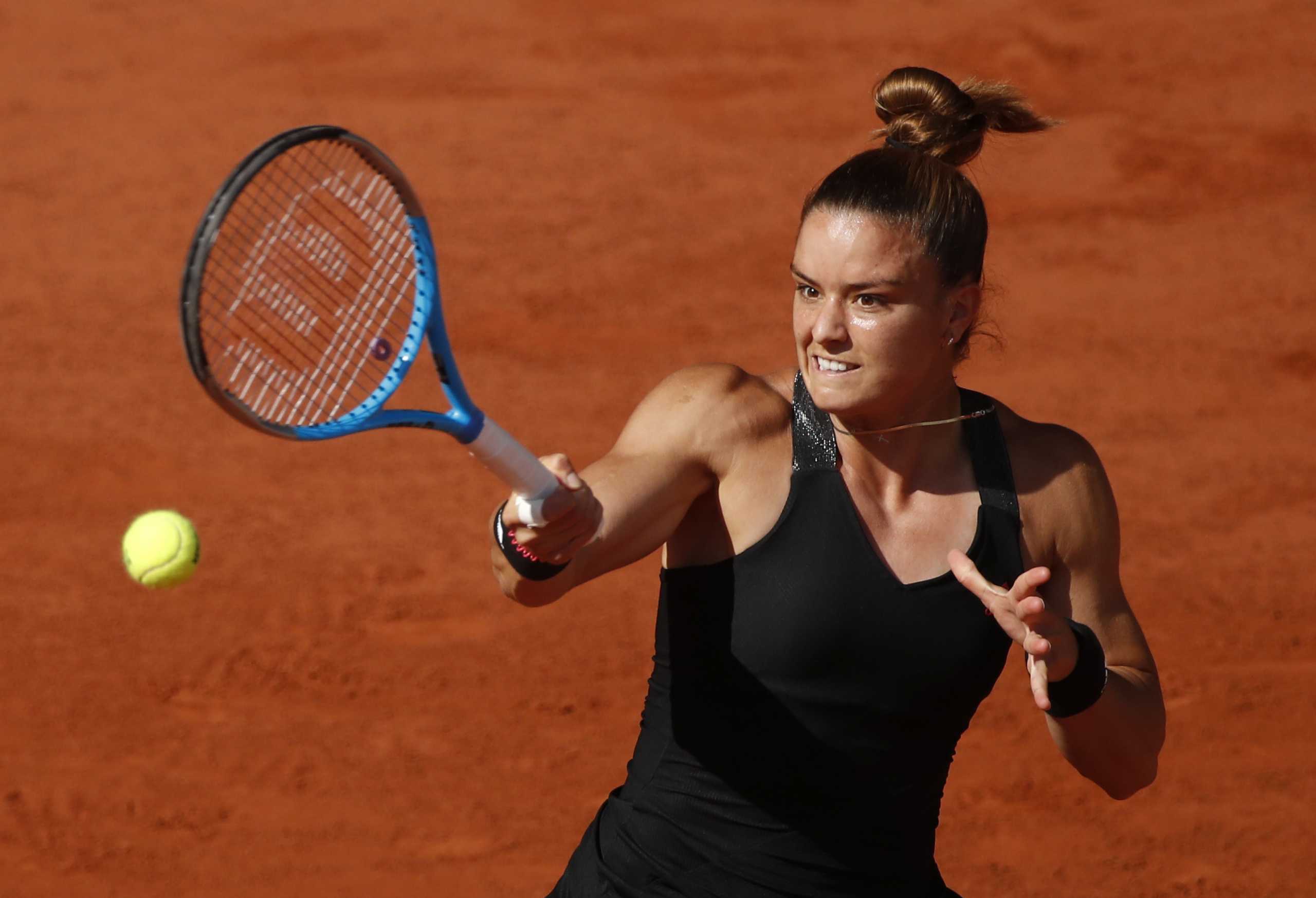Tennis - French Open - Roland Garros, Paris, France - June 10, 2021 Greece's Maria Sakkari in action during her semi final match against Czech Republic's Barbora Krejcikova REUTERS