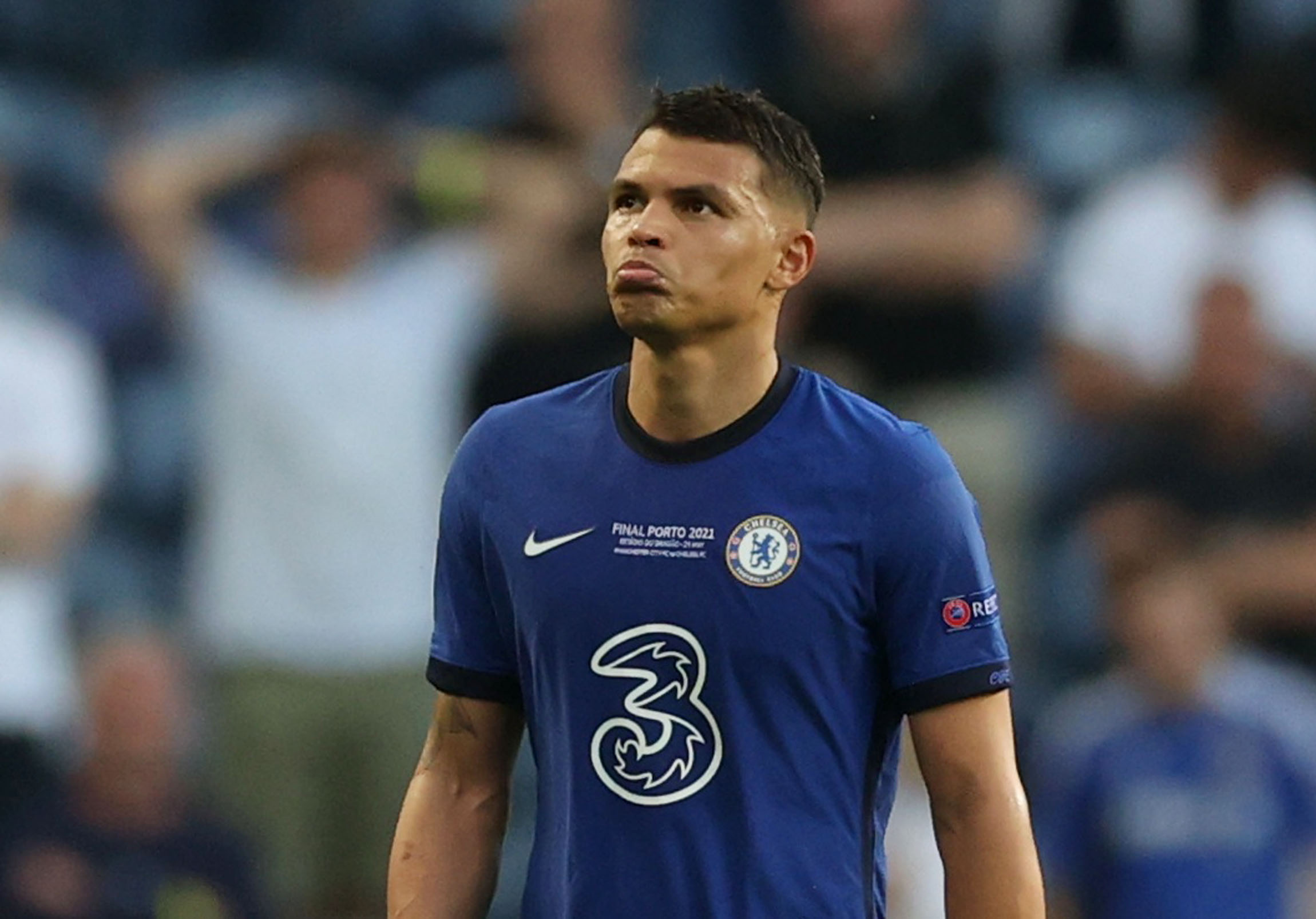Soccer Football - Champions League Final - Manchester City v Chelsea - Estadio do Dragao, Porto, Portugal - May 29, 2021 Chelsea's Thiago Silva walks off to be substituted after sustaining an injury Pool via REUTERS