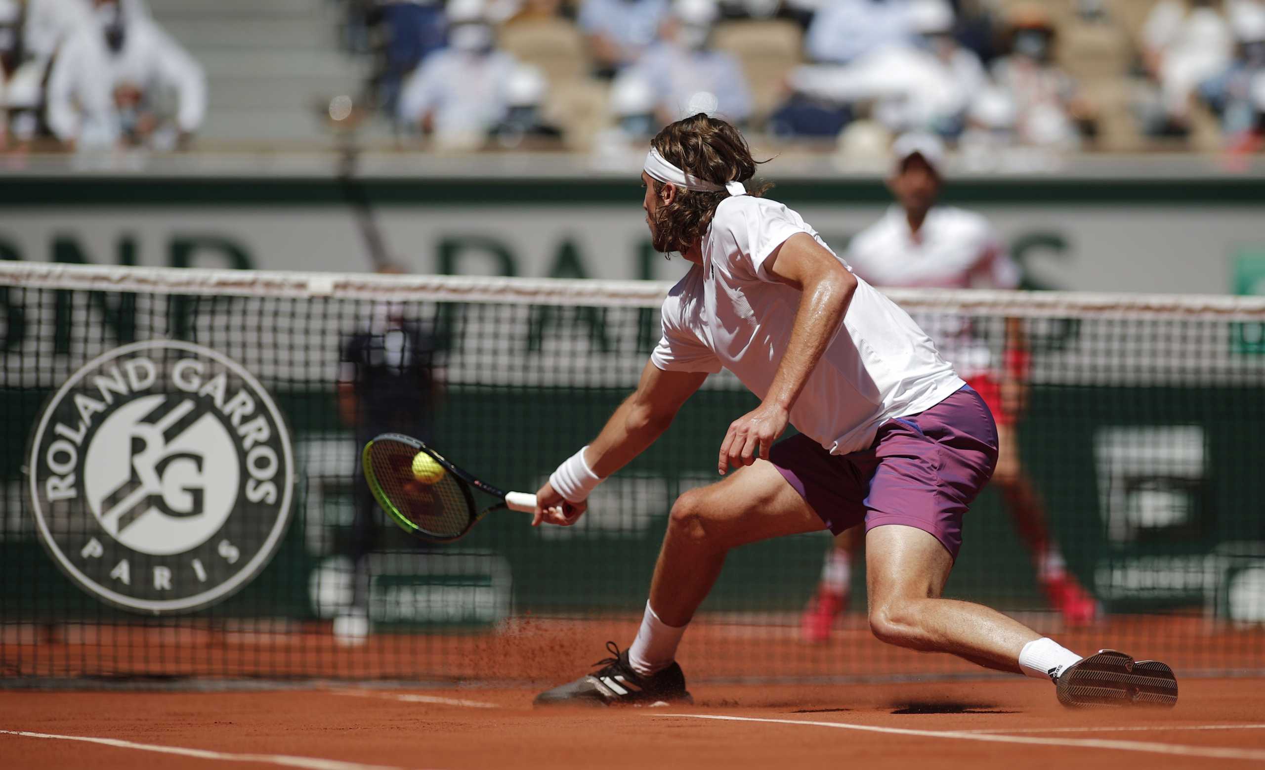 Tennis - French Open - Roland Garros, Paris, France - June 13, 2021 Greece's Stefanos Tsitsipas in action during the final against Serbia's Novak Djokovic REUTERS