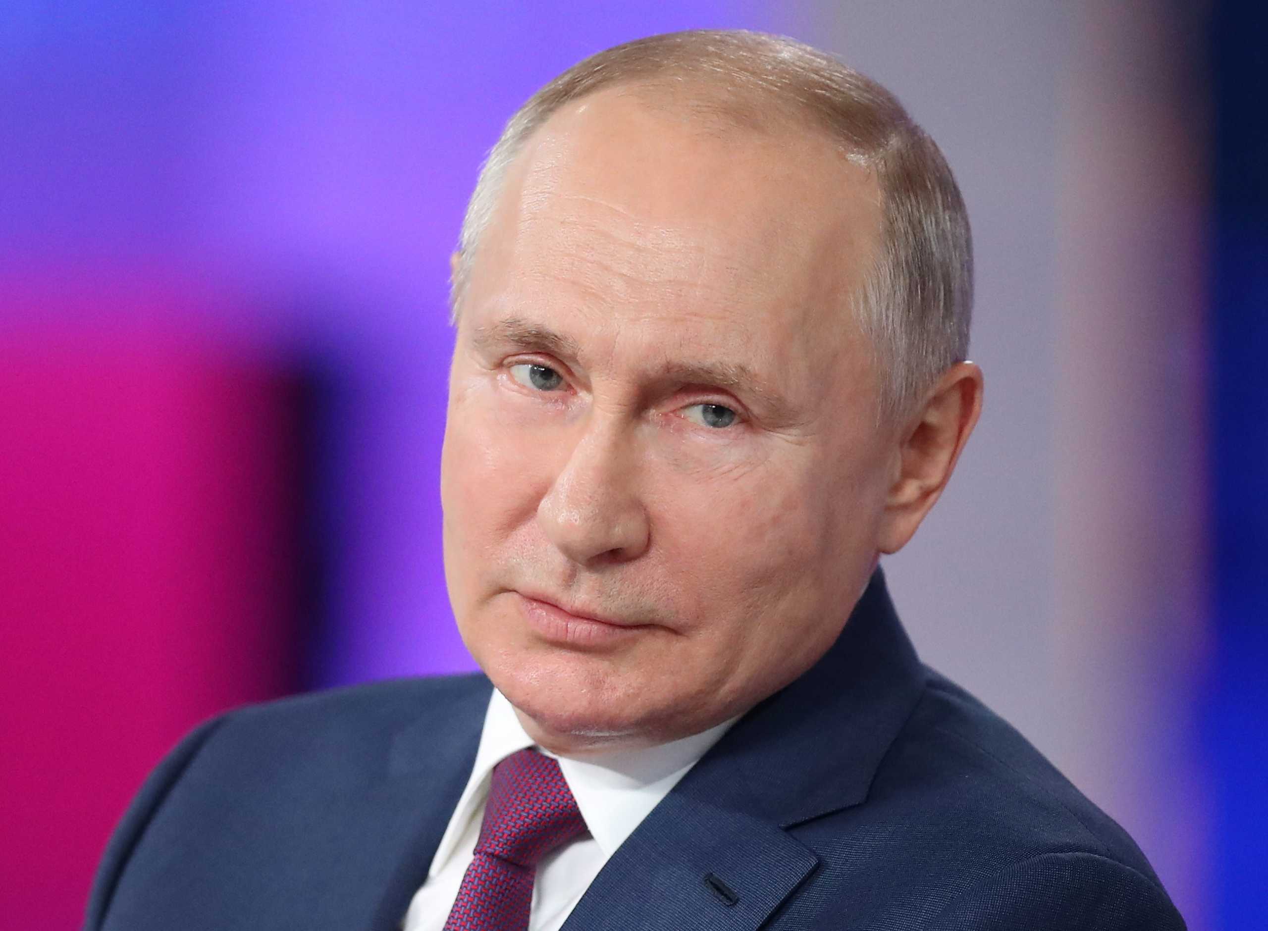 Russian President Vladimir Putin speaks during an annual nationwide televised phone-in show in Moscow, Russia June 30, 2021. Sputnik