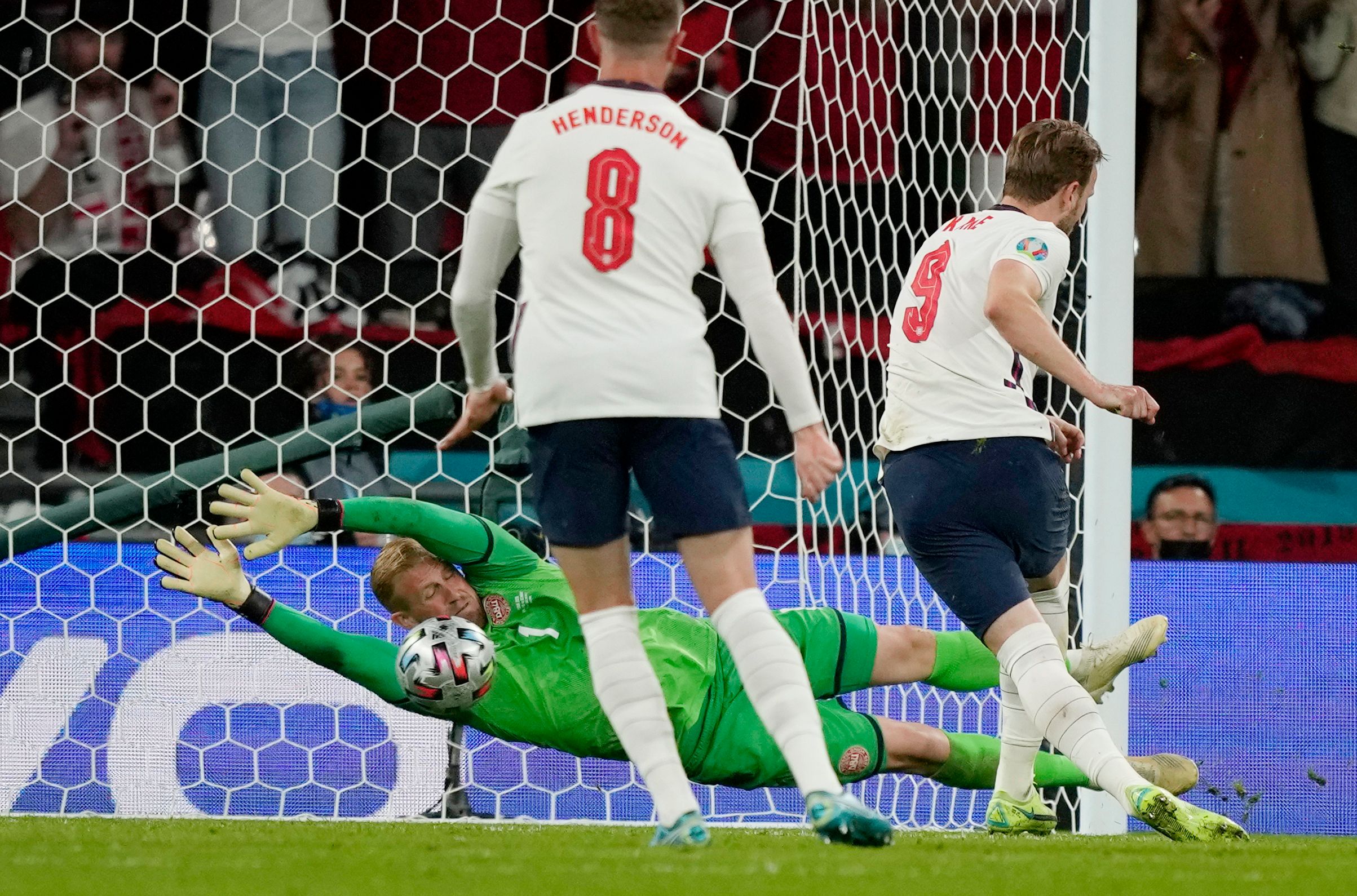 Soccer Football - Euro 2020 - Semi Final - England v Denmark - Wembley Stadium, London, Britain - July 7, 2021 England's Harry Kane scores their second goal Pool via REUTERS
