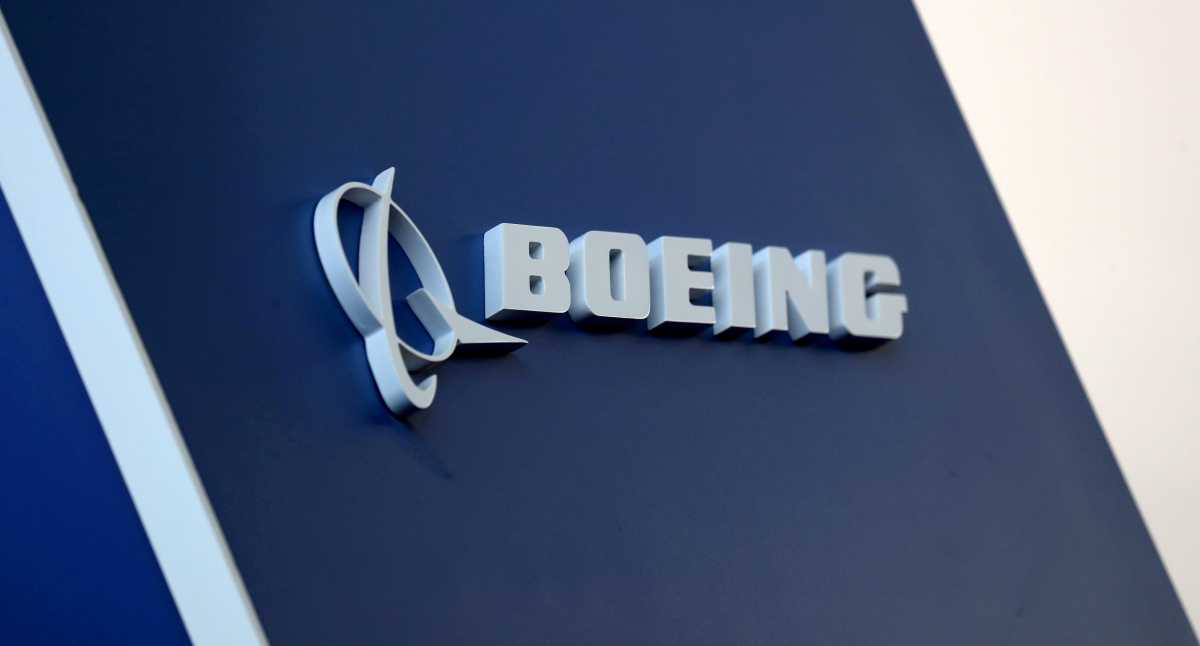 FILE PHOTO: The Boeing logo is pictured at the Latin American Business Aviation Conference & Exhibition fair at Congonhas Airport in Sao Paulo, Brazil August 14, 2018. REUTERS