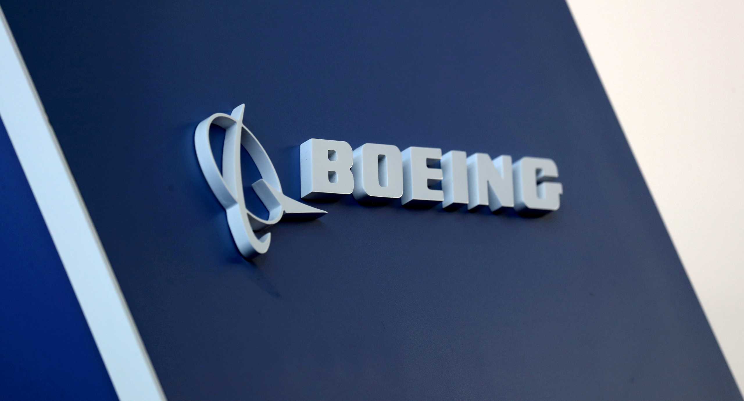 FILE PHOTO: The Boeing logo is pictured at the Latin American Business Aviation Conference & Exhibition fair at Congonhas Airport in Sao Paulo, Brazil August 14, 2018. REUTERS