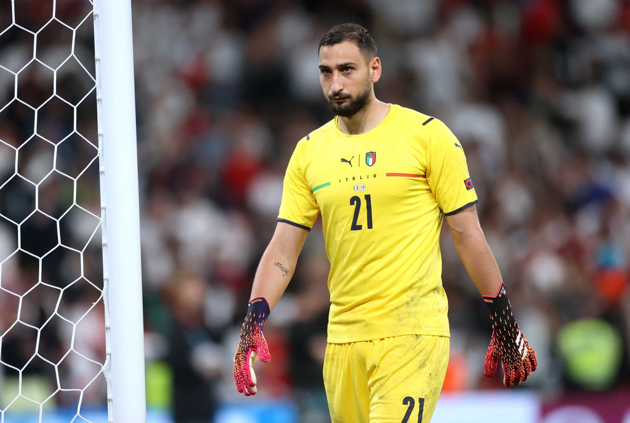 Soccer Football - Euro 2020 - Final - Italy v England - Wembley Stadium, London, Britain - July 11, 2021 Italy's Gianluigi Donnarumma Pool via REUTERS