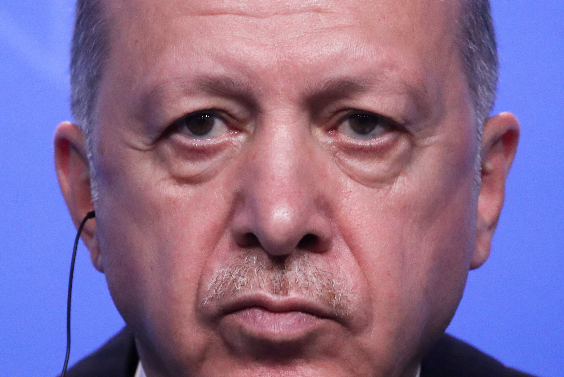 FILE PHOTO: Turkey's President Tayyip Erdogan holds a news conference during the NATO summit at the Alliance's headquarters in Brussels, Belgium June 14, 2021. REUTERS