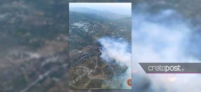 Μεγάλη φωτιά στο δάσος της Πρίνας στο Λασίθι - Ενισχύθηκαν οι δυνάμεις