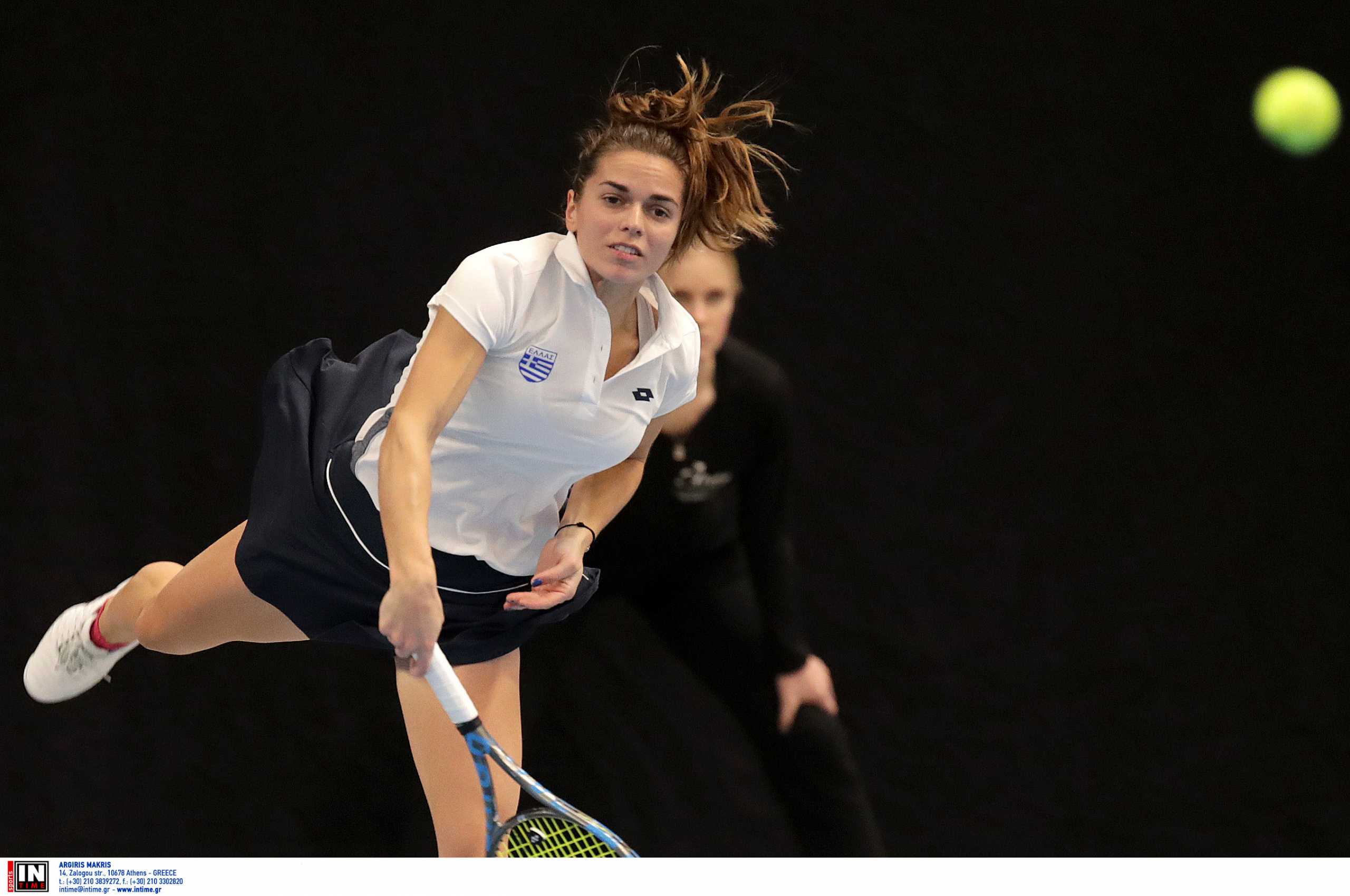 TALLINN,ESTONIA,08.FEB.20 - TENNIS - ITF Fed Cup. Image shows Valentini Grammatikopoulou (GRE). Photo: GEPA pictures