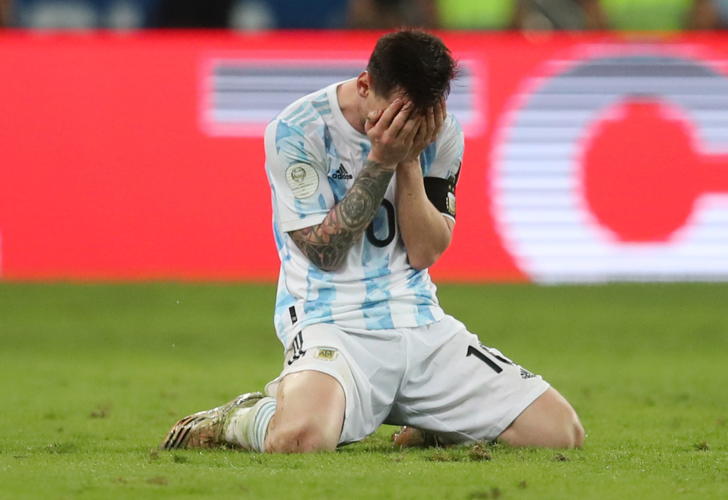 Soccer Football - Copa America  2021 - Final - Brazil v Argentina - Estadio Maracana, Rio de Janeiro, Brazil - July 10, 2021 Argentina's Lionel Messi celebrates after winning the Copa America REUTERS