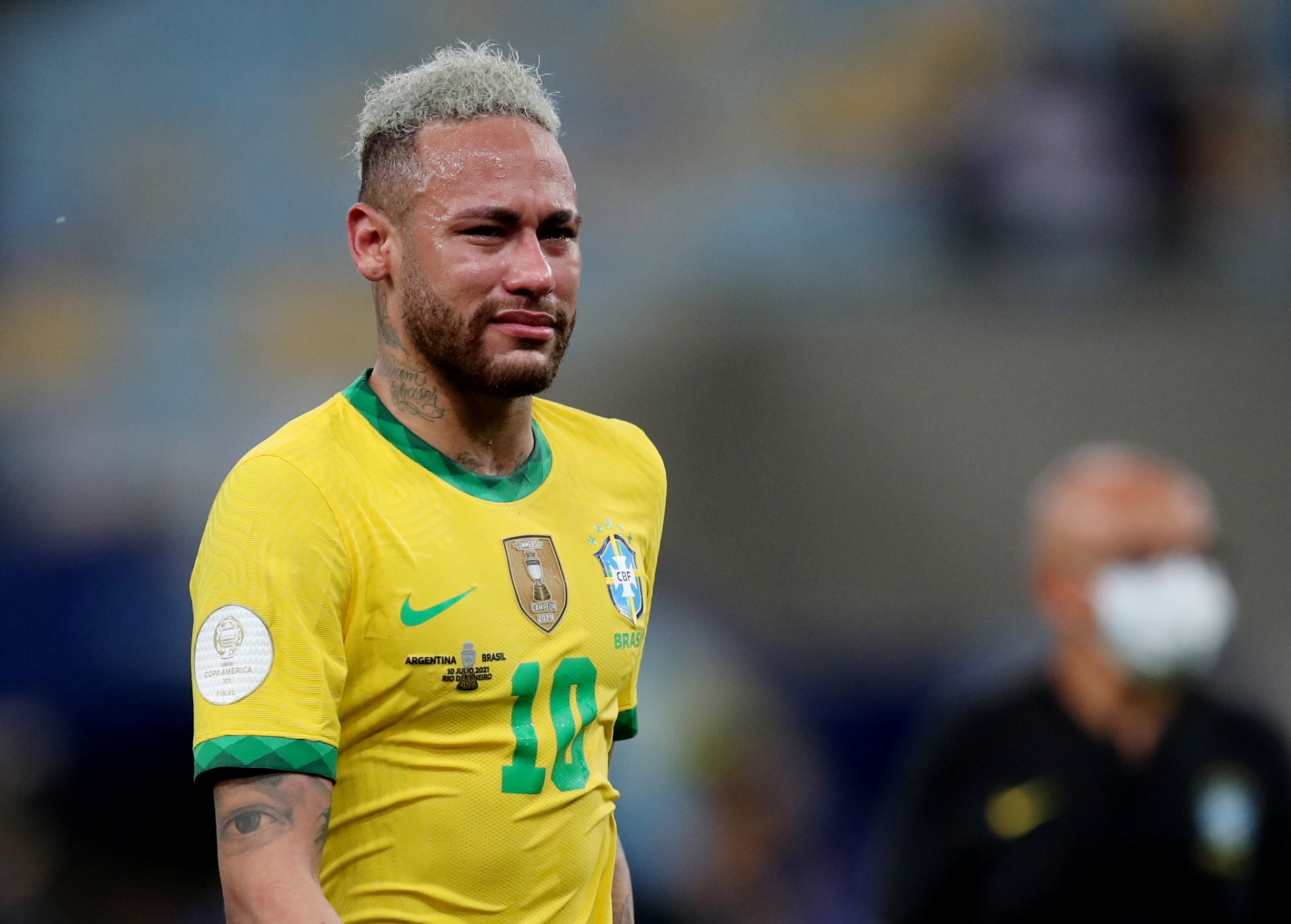 Soccer Football - Copa America  2021 - Final - Brazil v Argentina - Estadio Maracana, Rio de Janeiro, Brazil - July 10, 2021 Brazil's Neymar looks dejected after the match REUTERS