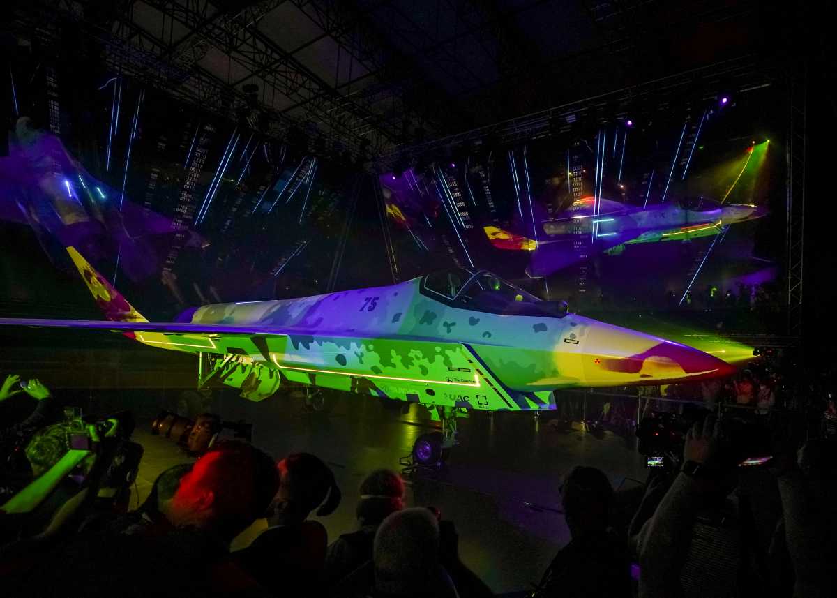 Checkmate, the new Sukhoi fifth-generation stealth fighter jet, is seen during an opening ceremony of the MAKS 2021 air show in Zhukovsky, outside Moscow, Russia, July 20, 2021.  REUTERS