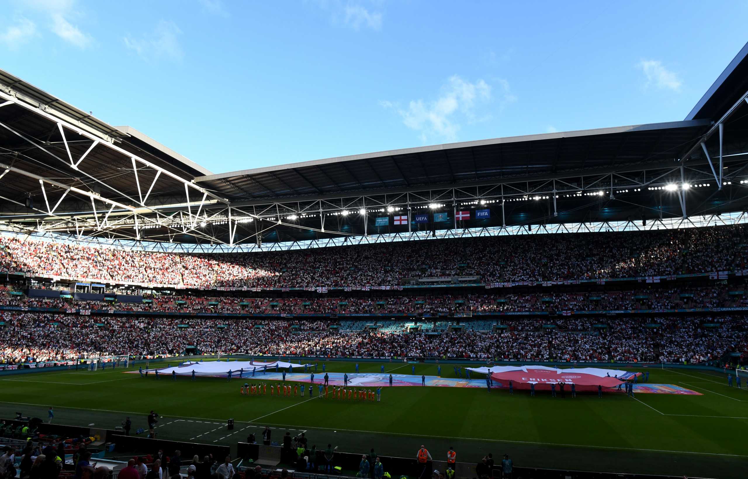 Soccer Football - Euro 2020 - Semi Final - England v Denmark - Wembley Stadium, London, Britain - July 7, 2021 General view inside the stadium before the match Pool via REUTERS