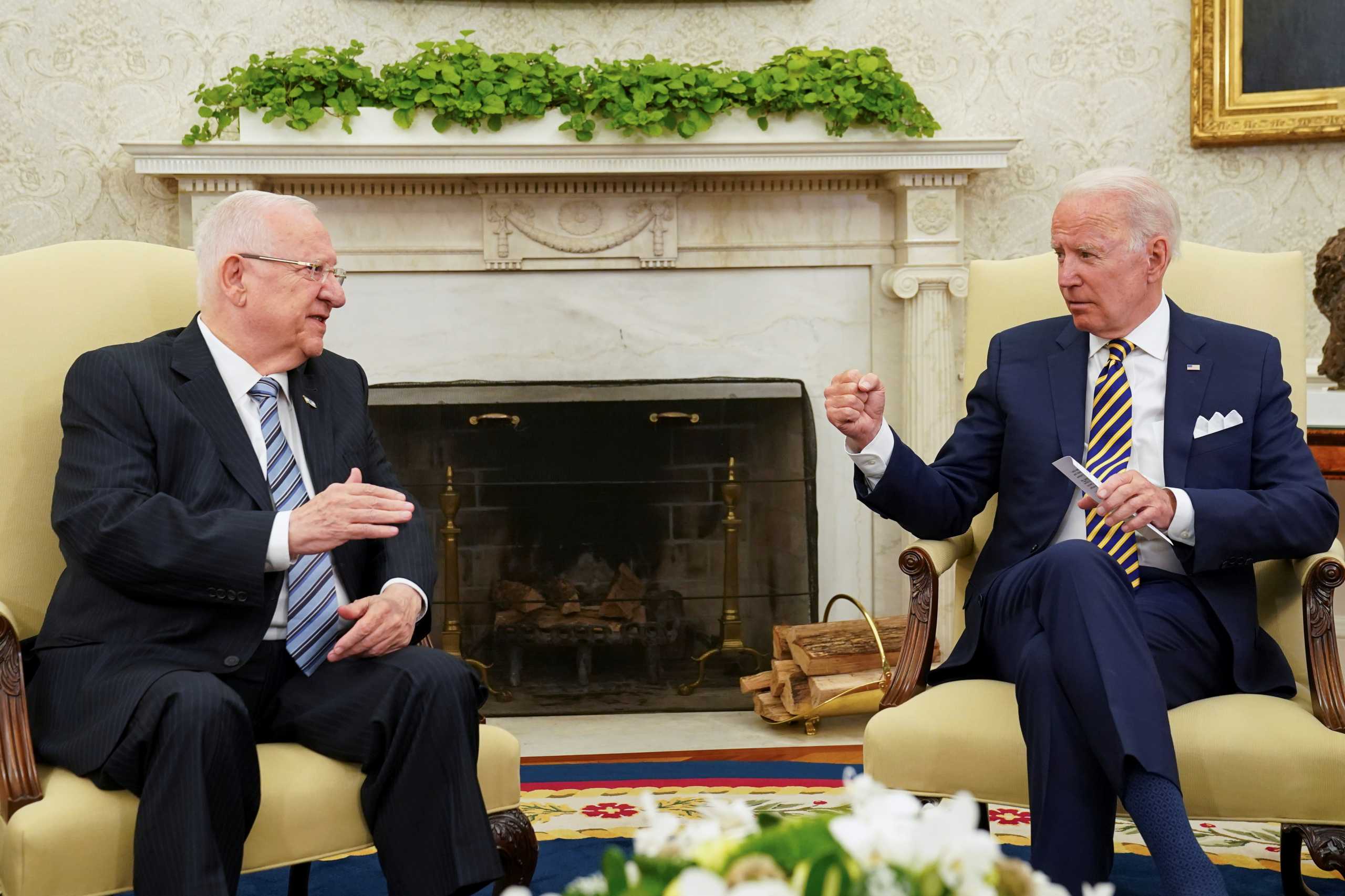 U.S. President Joe Biden meets with Israel's President Reuven Rivlin at the White House in Washington, U.S. June 28, 2021. REUTERS