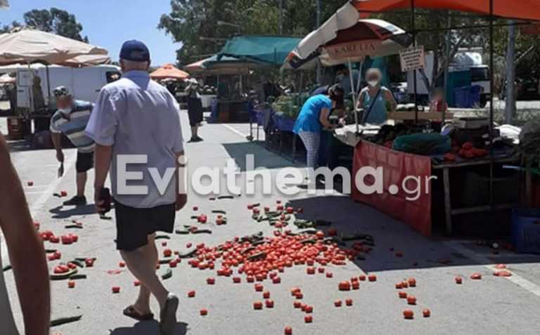 Ερέτρια: Βίντεο με χαμό σε λαϊκή αγορά μετά από έφοδο του ΣΔΟΕ - Γέμισε ο τόπος ντομάτες