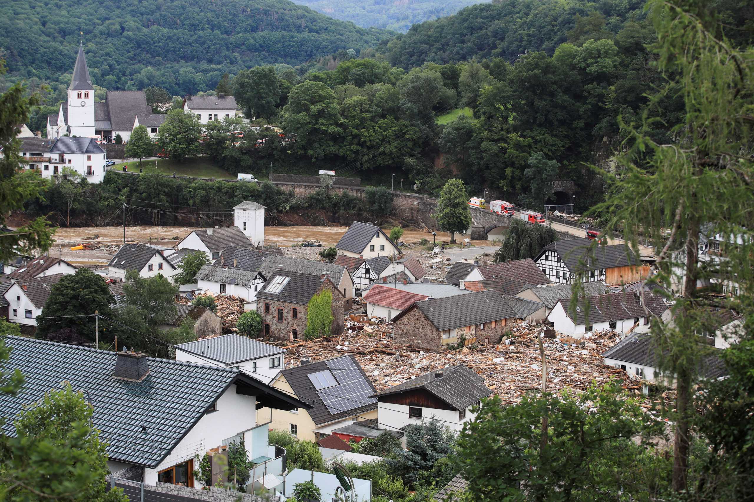 A general view of flood-affected area following heavy rainfalls in Schuld, Germany, on July 15, 2021. REUTERS