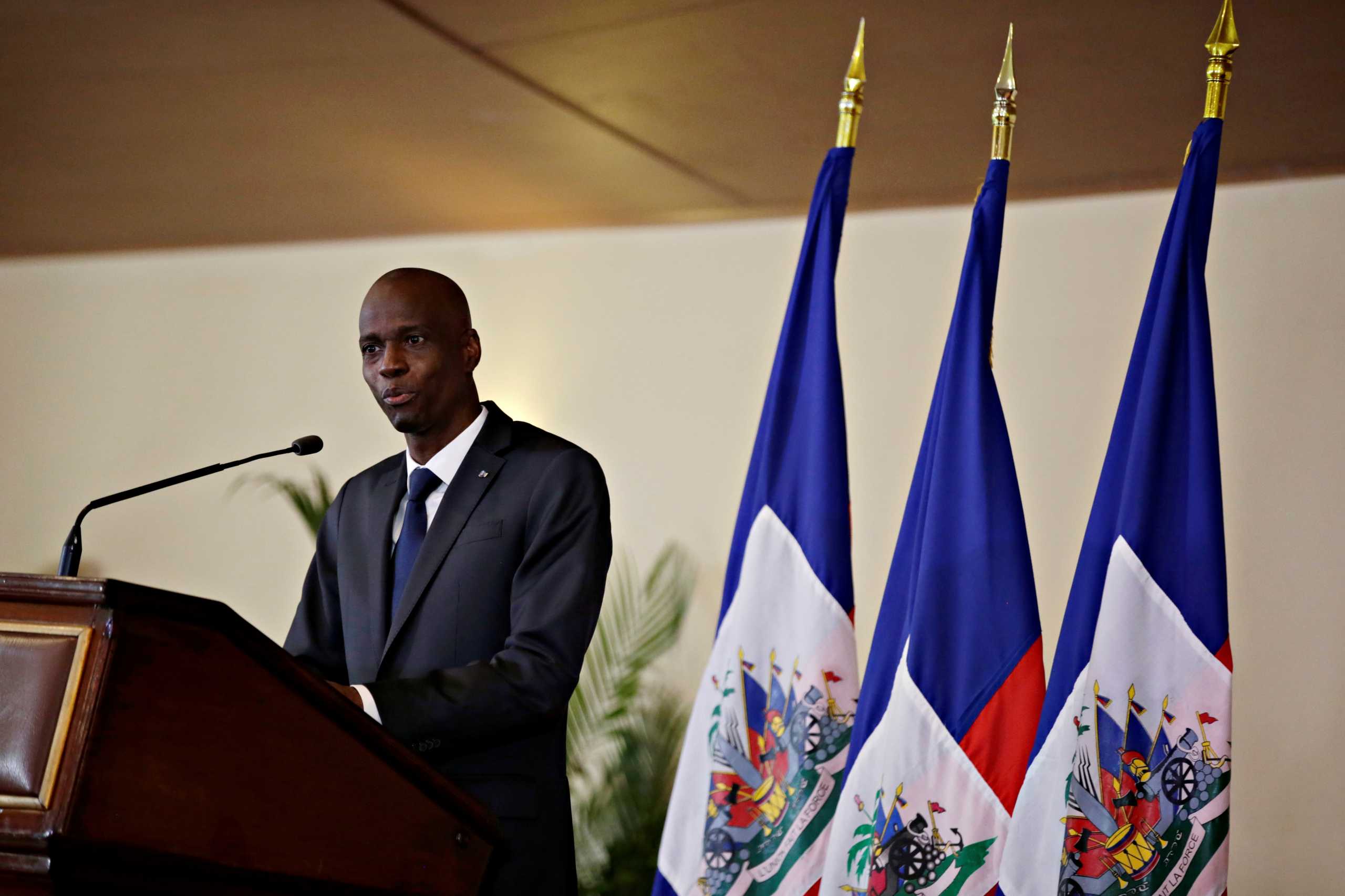 FILE PHOTO: Haiti's President Jovenel Moise speaks during the investiture ceremony of the independent advisory committee for the drafting of the new constitution at the National Palace in Port-au-Prince, Haiti October 30, 2020. REUTERS