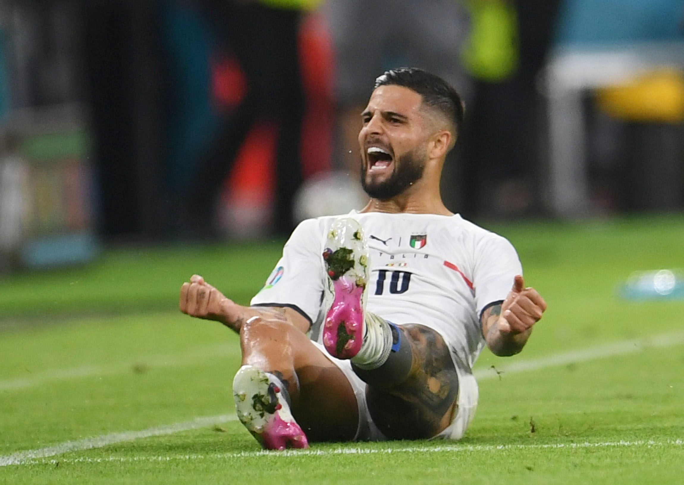Soccer Football - Euro 2020 - Quarter Final - Belgium v Italy - Football Arena Munich, Munich, Germany - July 2, 2021 Italy's Lorenzo Insigne celebrates scoring their second goal Pool via REUTERS