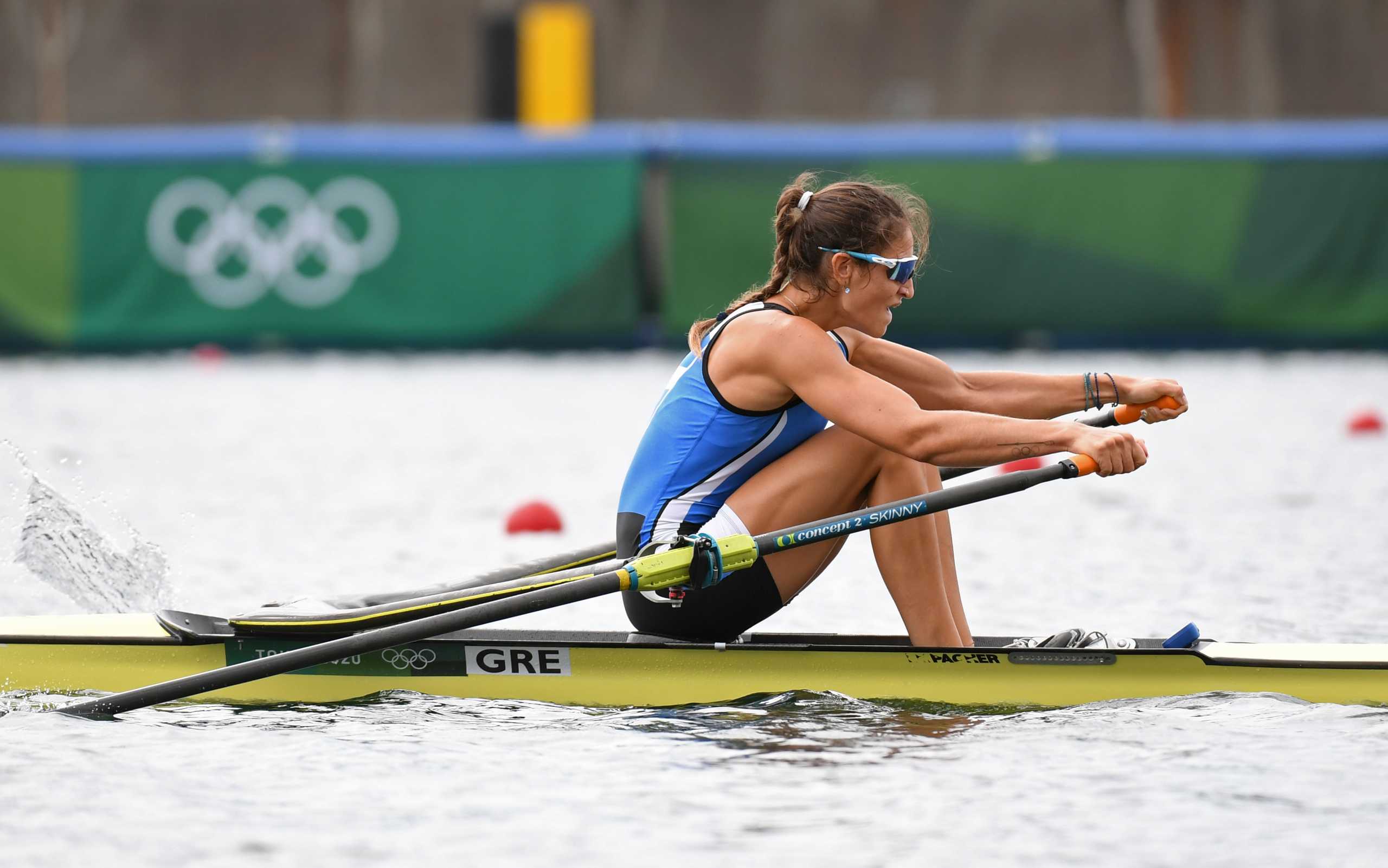 Tokyo 2020 Olympics - Rowing - Women's Single Sculls - Final B - Sea Forest Waterway, Tokyo, Japan - July 30, 2021. Anneta Kyridou of Greece in action REUTERS