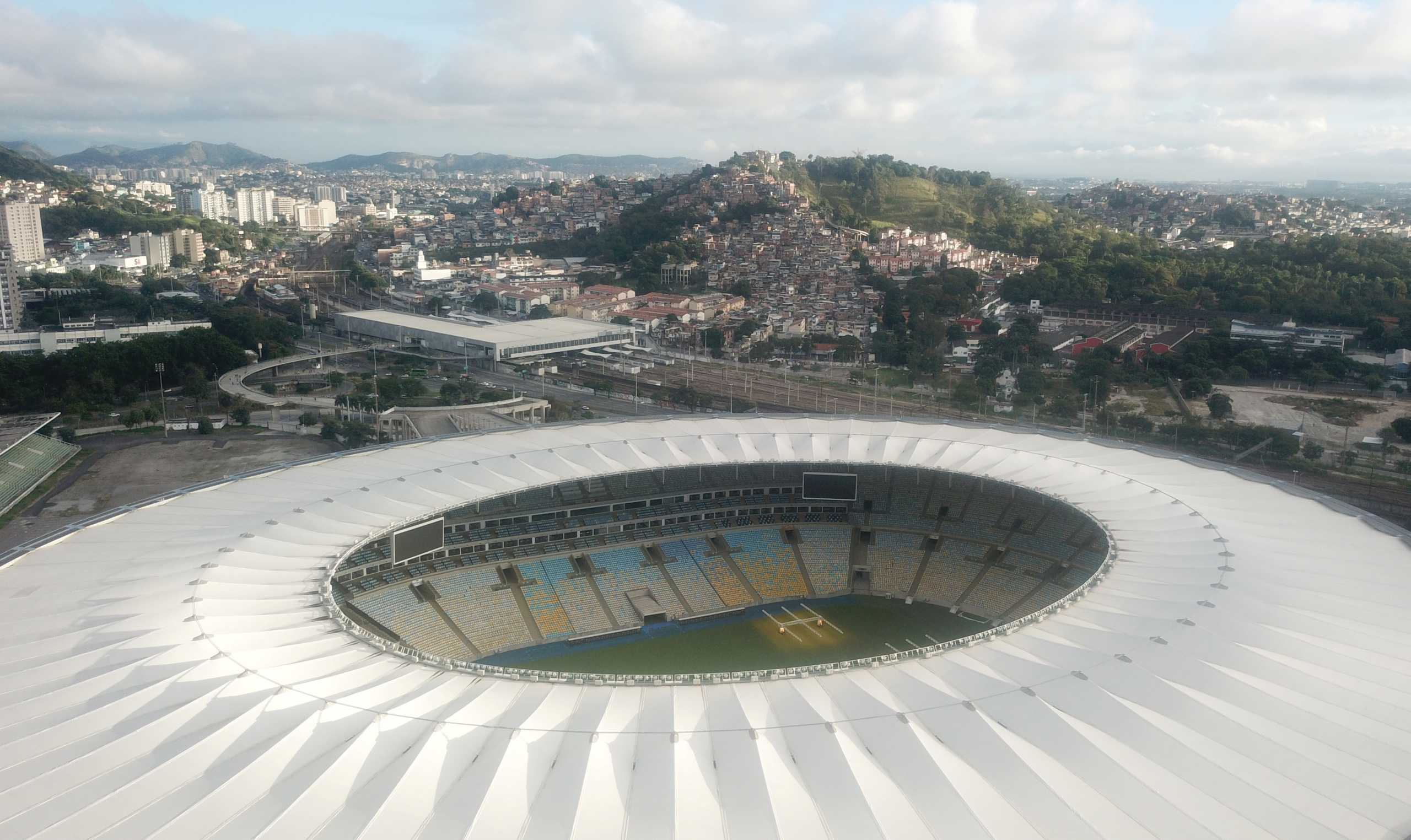 A general view of the Maracana Stadium in Rio de Janeiro one of the stadiums chosen as a venue for the Copa America, Brazil June 10, 2021. Picture taken with a drone. REUTERS