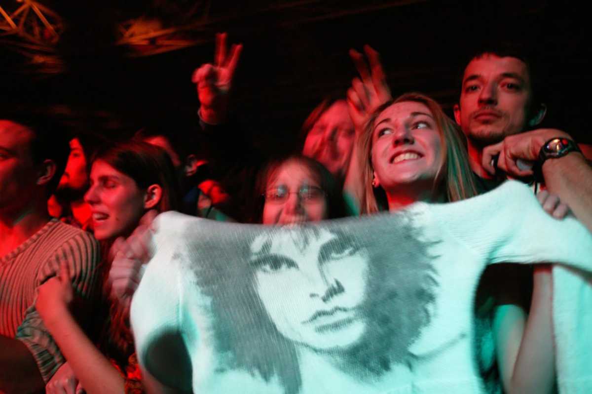 Fans of the The Doors wave a Jim Morrison shirt at the Zenith in Paris during the 21th Century concert on Tuesday, 09 December 2003.  EPA