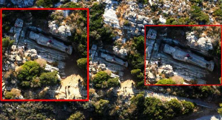 Νάξος: Το drone έπιασε αυτές τις εικόνες στον Κούρο του Απόλλωνα – Θυμός για τους τουρίστες