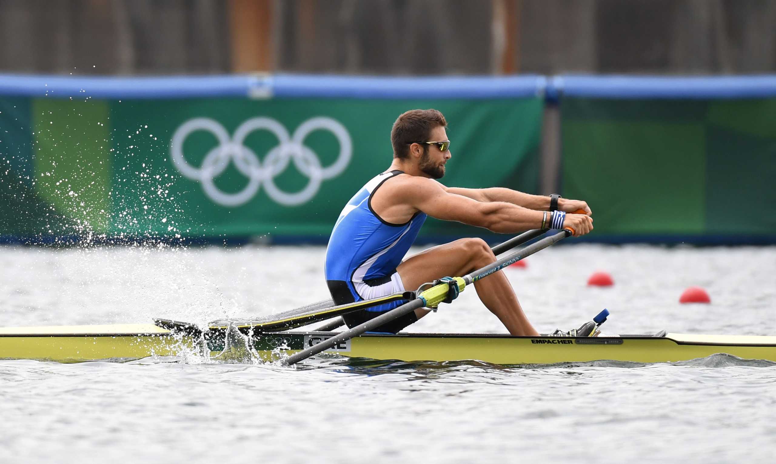 Tokyo 2020 Olympics - Rowing - Men's Single Sculls - Final A - Sea Forest Waterway, Tokyo, Japan - July 30, 2021. Stefanos Ntouskos of Greece in action REUTERS