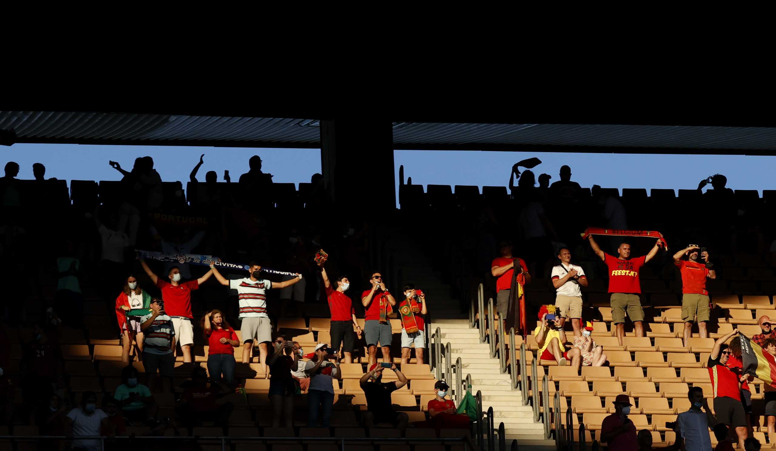 Soccer Football - Euro 2020 - Round of 16 - Belgium v Portugal - La Cartuja Stadium, Seville, Spain - June 27, 2021 Fans in the stands before the match Pool via REUTERS