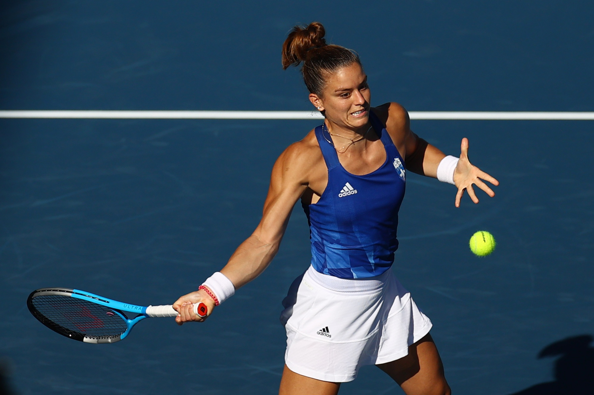 Tokyo 2020 Olympics - Tennis - Women's Singles - Round 3 - Ariake Tennis Park - Tokyo, Japan - July 27, 2021. Maria Sakkari of Greece in action during her third round match against Elina Svitolina of Ukraine REUTERS
