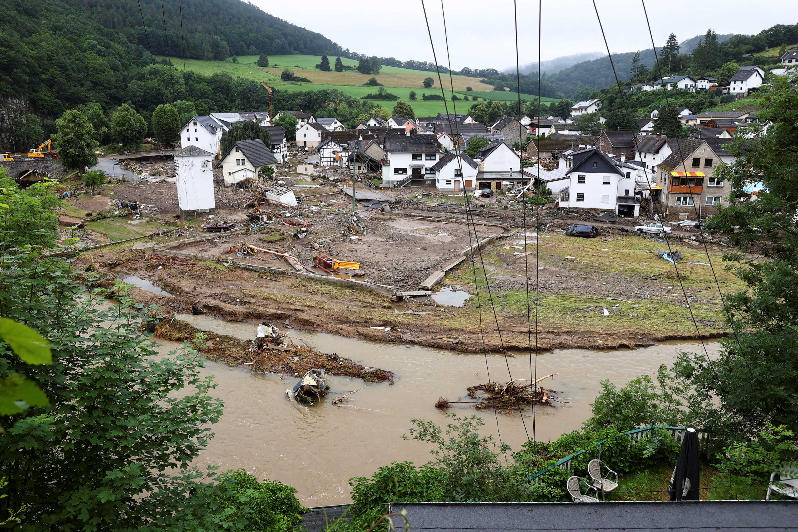 A view of damaged houses following heavy rainfalls in Schuld, Germany, July 16, 2021. REUTERS