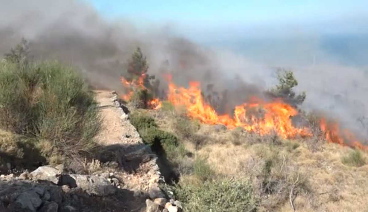 Μεγάλη φωτιά στη Χίο – Απειλεί το χωριό Κατάβαση