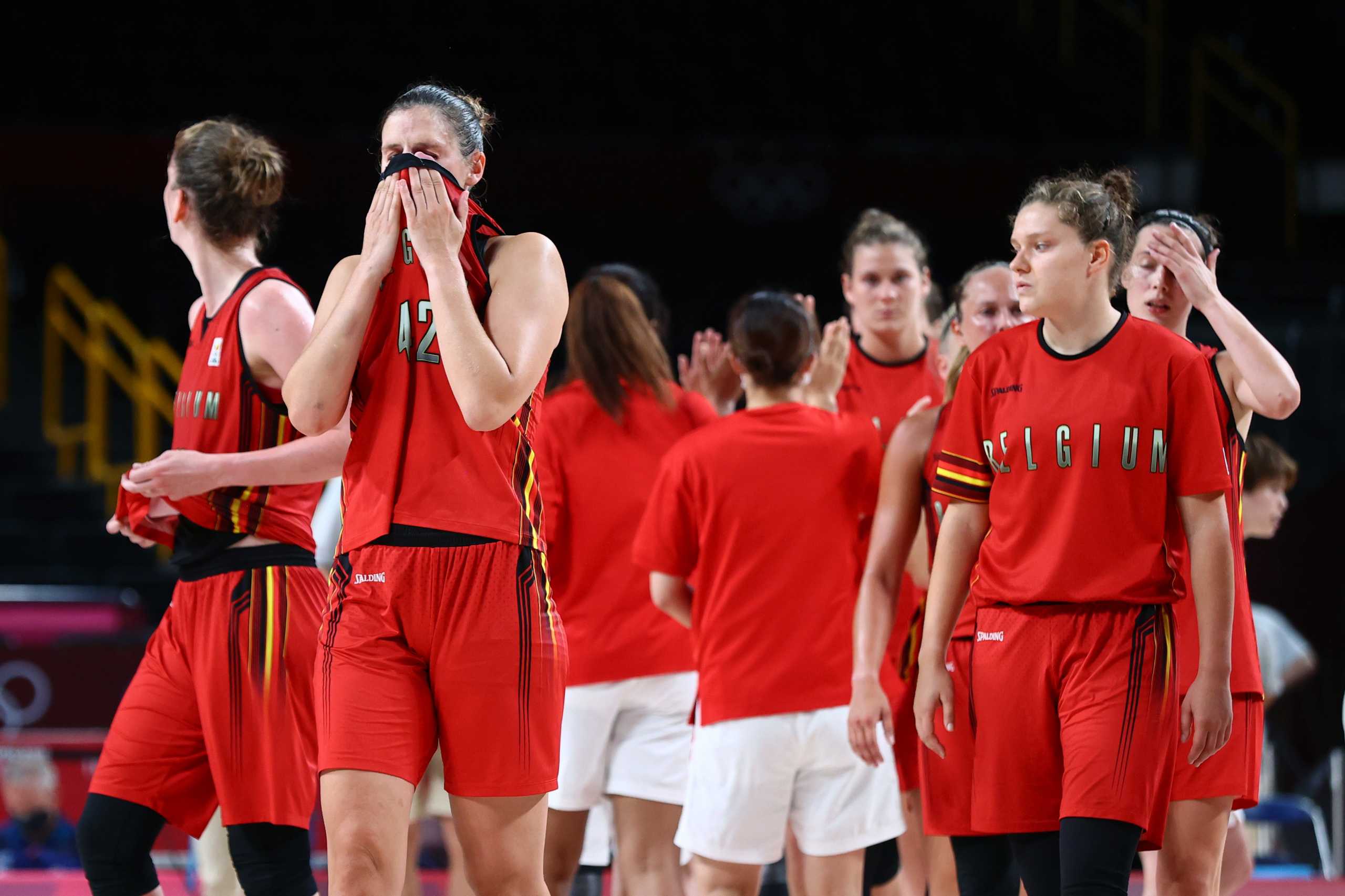 Tokyo 2020 Olympics - Basketball - Women - Quarterfinal - Japan v Belgium - Saitama Super Arena, Saitama, Japan - August 4, 2021. Jana Raman of Belgium looks dejected after the match REUTERS