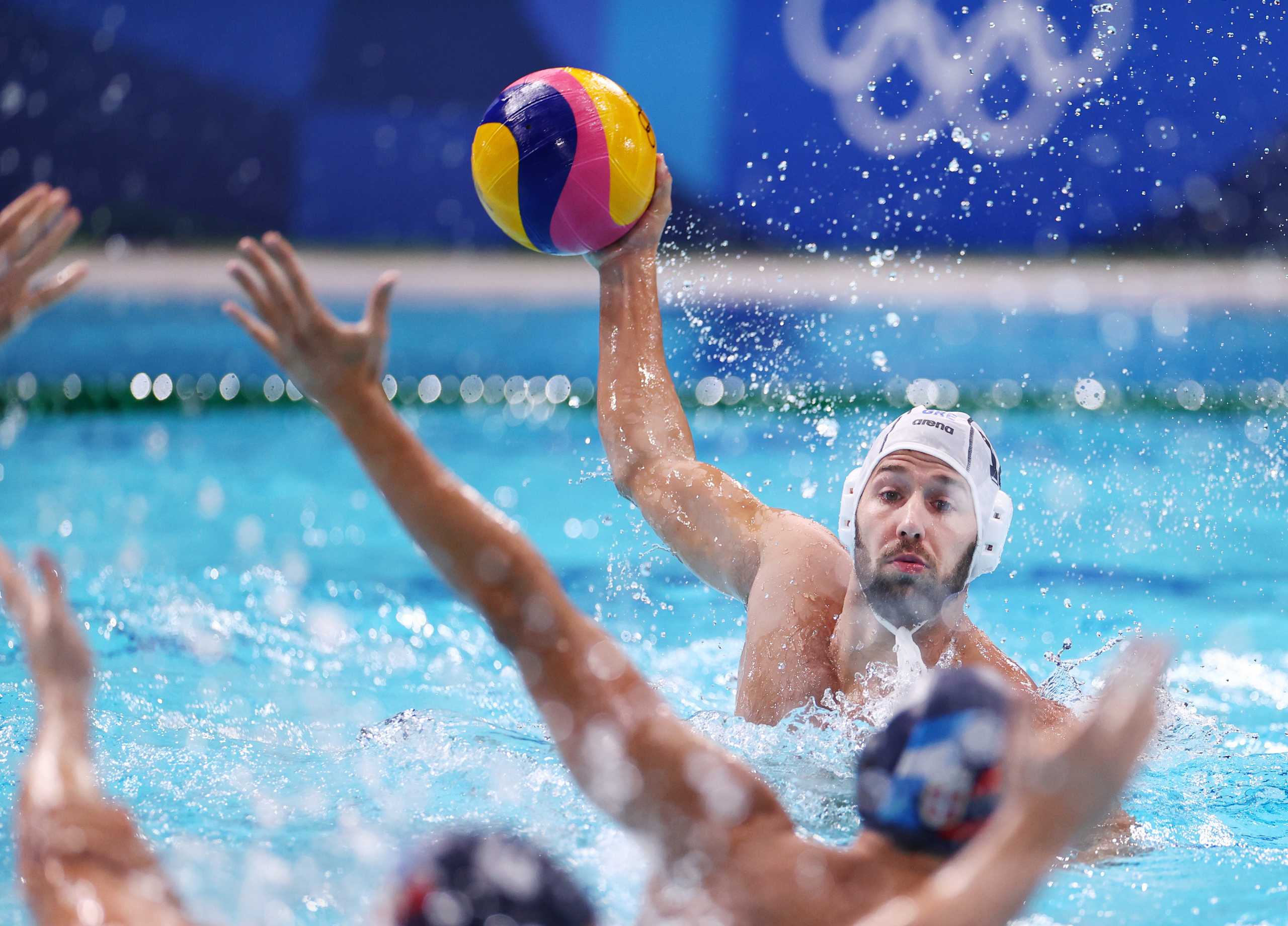 Tokyo 2020 Olympics - Water Polo - Men - Gold medal match - Greece v Serbia - Tatsumi Water Polo Centre, Tokyo, Japan  –  August 8, 2021.  Angelos Vlachopoulos of Greece in action REUTERS