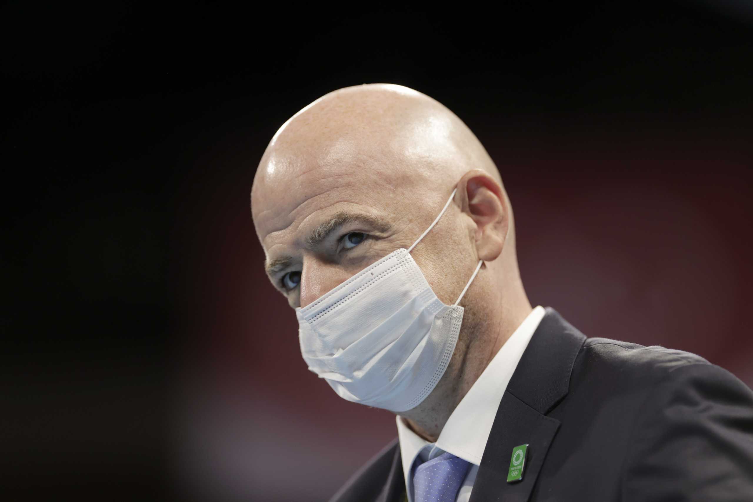 Tokyo 2020 Olympics - Boxing - Men's Flyweight - Medal Ceremony - Kokugikan Arena - Tokyo, Japan - August 7, 2021. Member of International Olympic Committee, Gianni Infantino, attends the medal ceremony REUTERS