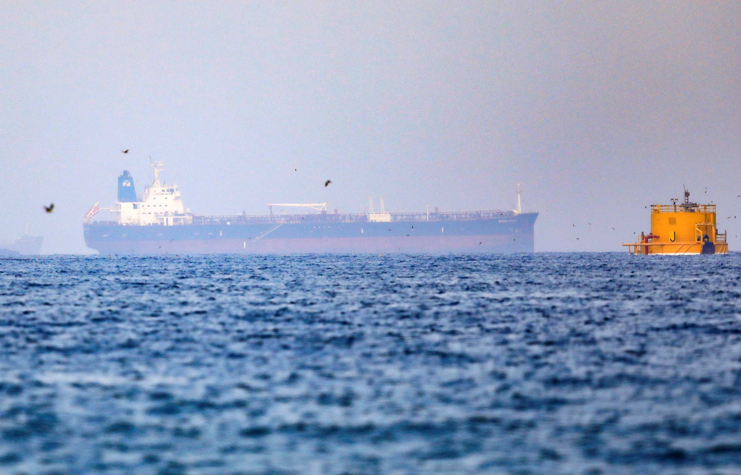 Mercer Street, an Israeli-managed oil tanker that was attacked off the coast of Oman, is seen near Fujairah Port in United Arab Emirates, August 3, 2021. REUTERS