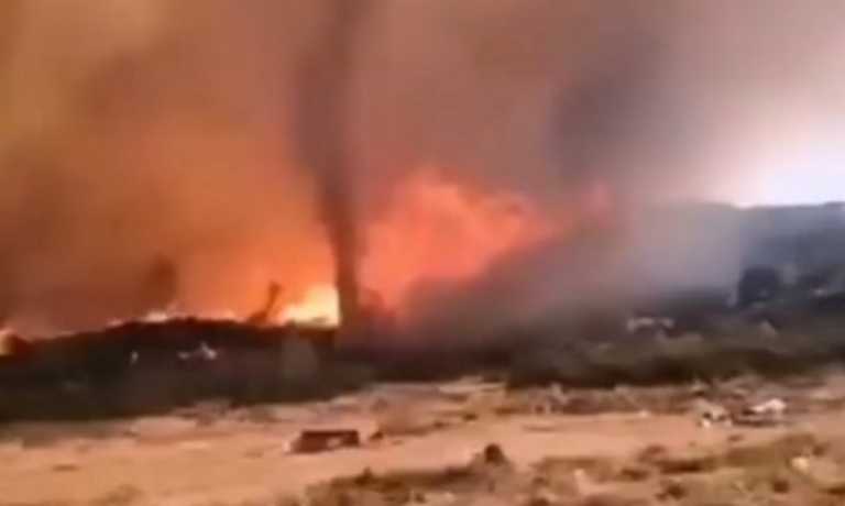 Βίντεο από τη φωτιά στα Βίλια: Πύρινος στρόβιλος εκτοξεύει κορμό δέντρου προς τους πυροσβέστες