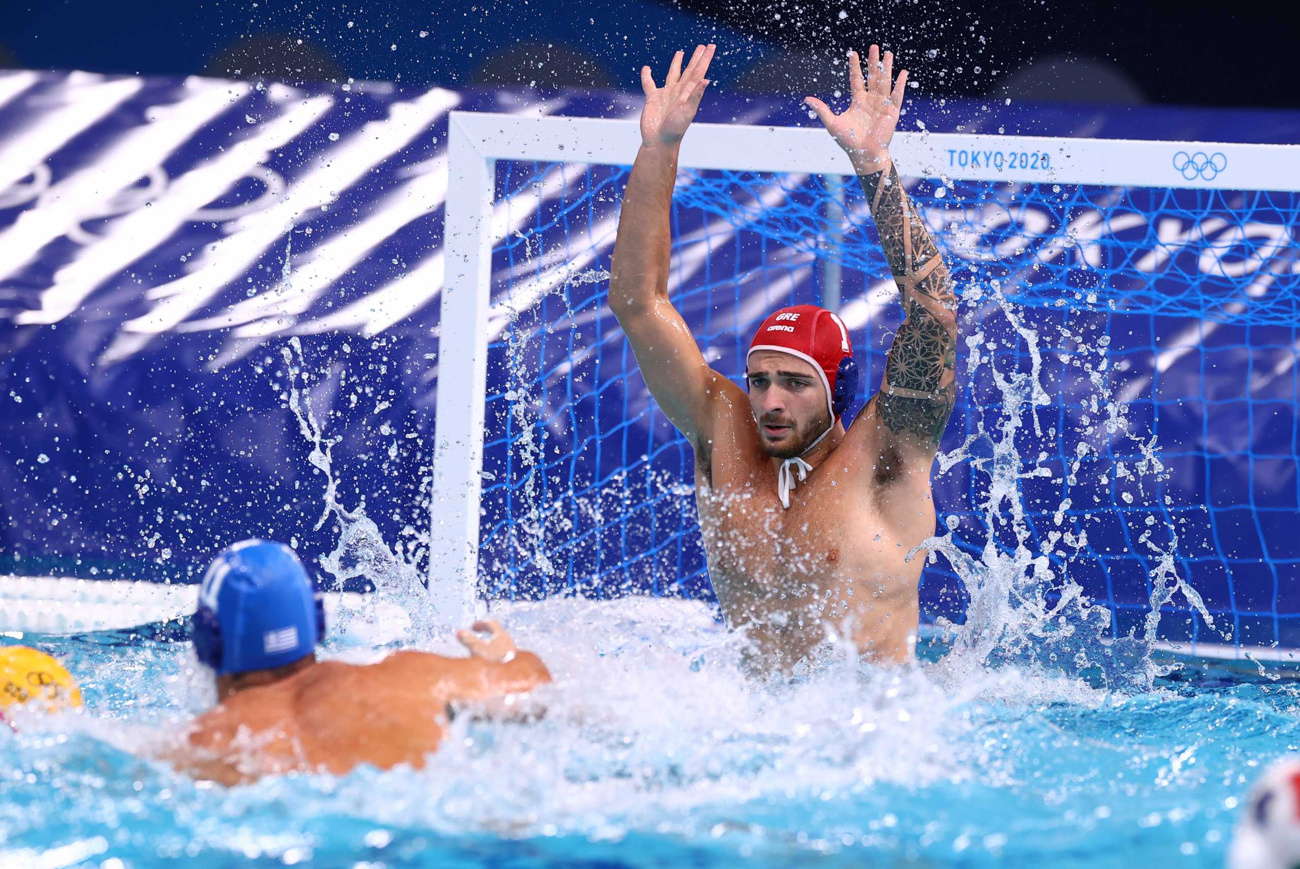 Tokyo 2020 Olympics - Water Polo - Men - Group A - Hungary v Greece - Tatsumi Water Polo Centre, Tokyo, Japan - July 25, 2021. Emmanouil Zerdevas of Greece in action. REUTERS