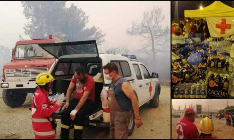 Ερυθρός Σταυρός: Εθελοντές στα μέτωπα της πυρκαγιάς – Συγκέντρωση χρημάτων και τροφίμων για τους πυρόπληκτους