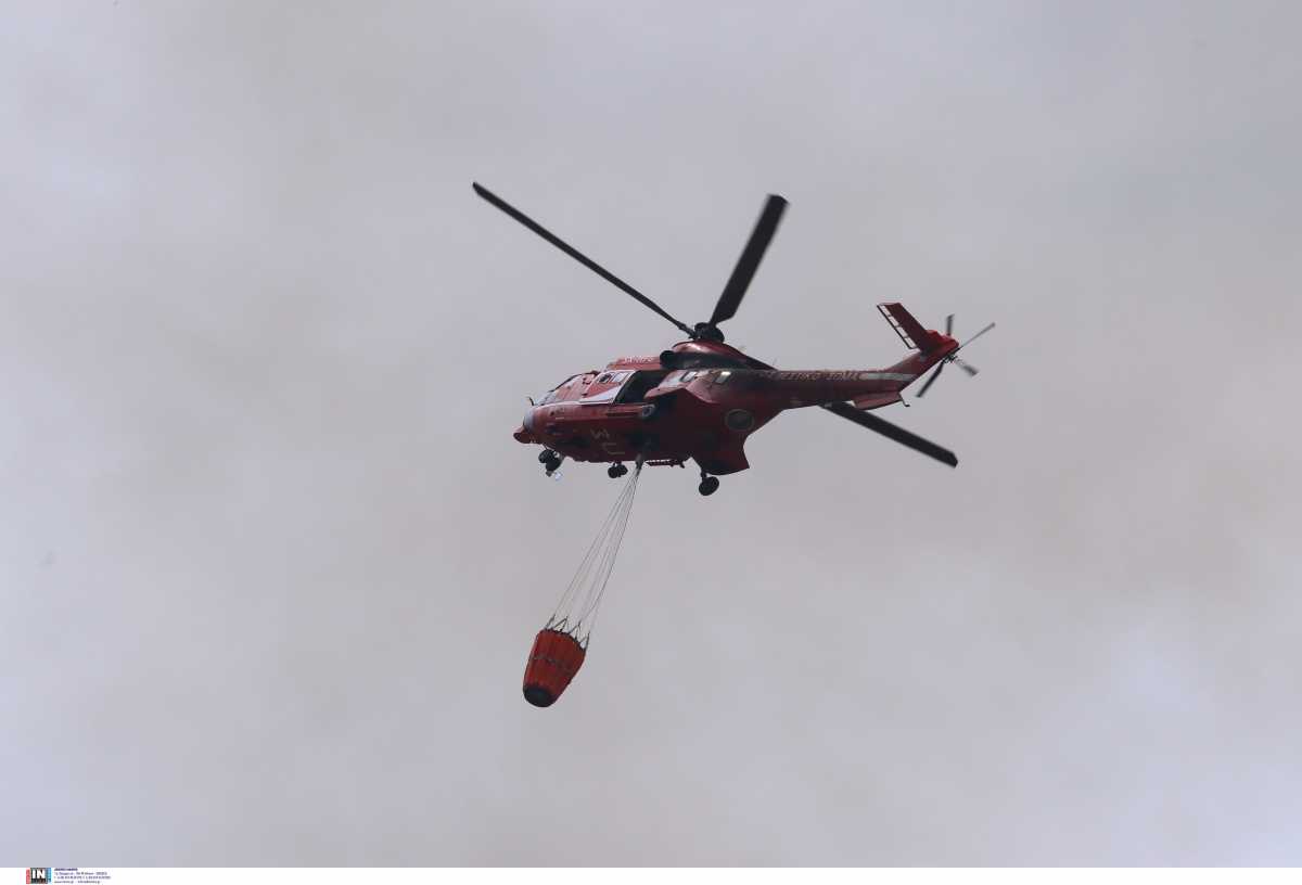 Φωτιά στα Τρίκαλα: Ελικόπτερο επιχειρεί στα Στουρναρέικα