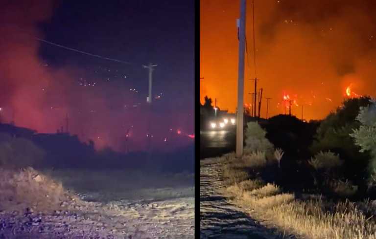 Φωτιά στην Κερατέα: Πέταξαν φωτοβολίδες στο δάσος και ξέσπασε πυρκαγιά – Μήνυμα από το 112 για εκκένωση