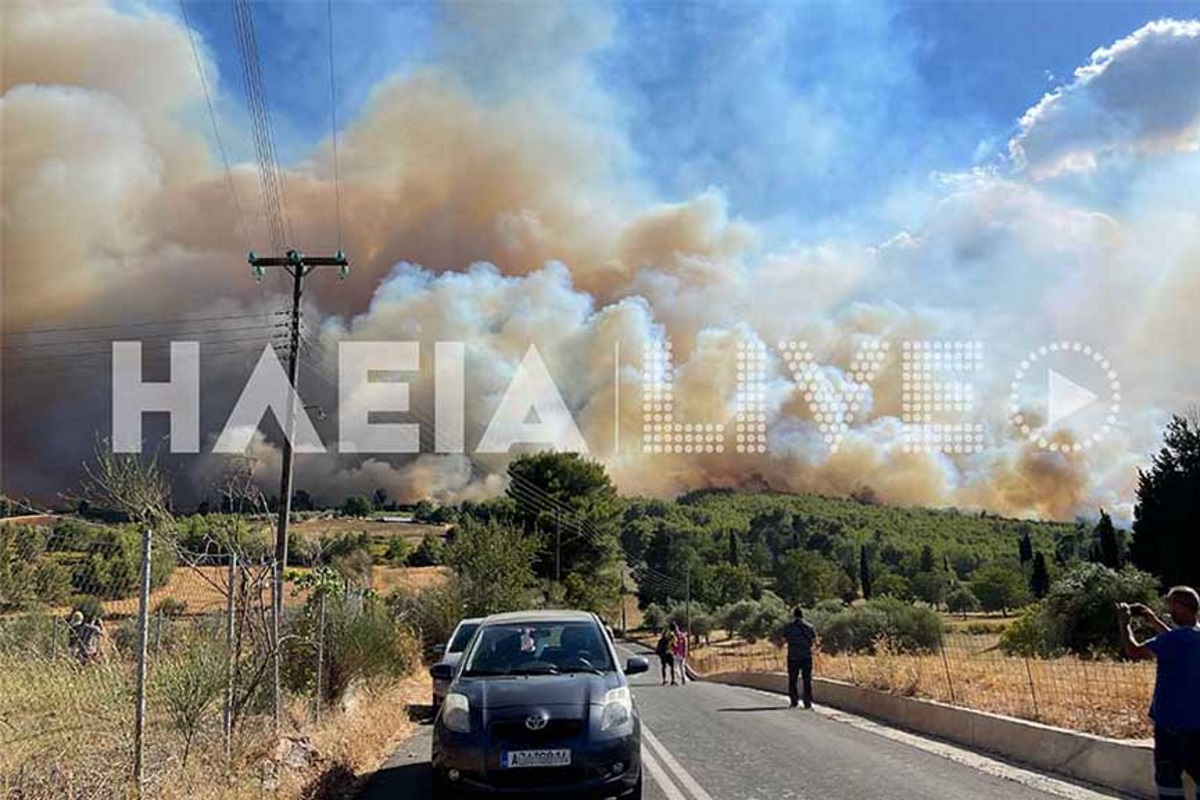 Φωτιά στην Ηλεία: Εγκλωβισμένοι πολίτες στα Βίλλια – Νέα εκκένωση χωριού