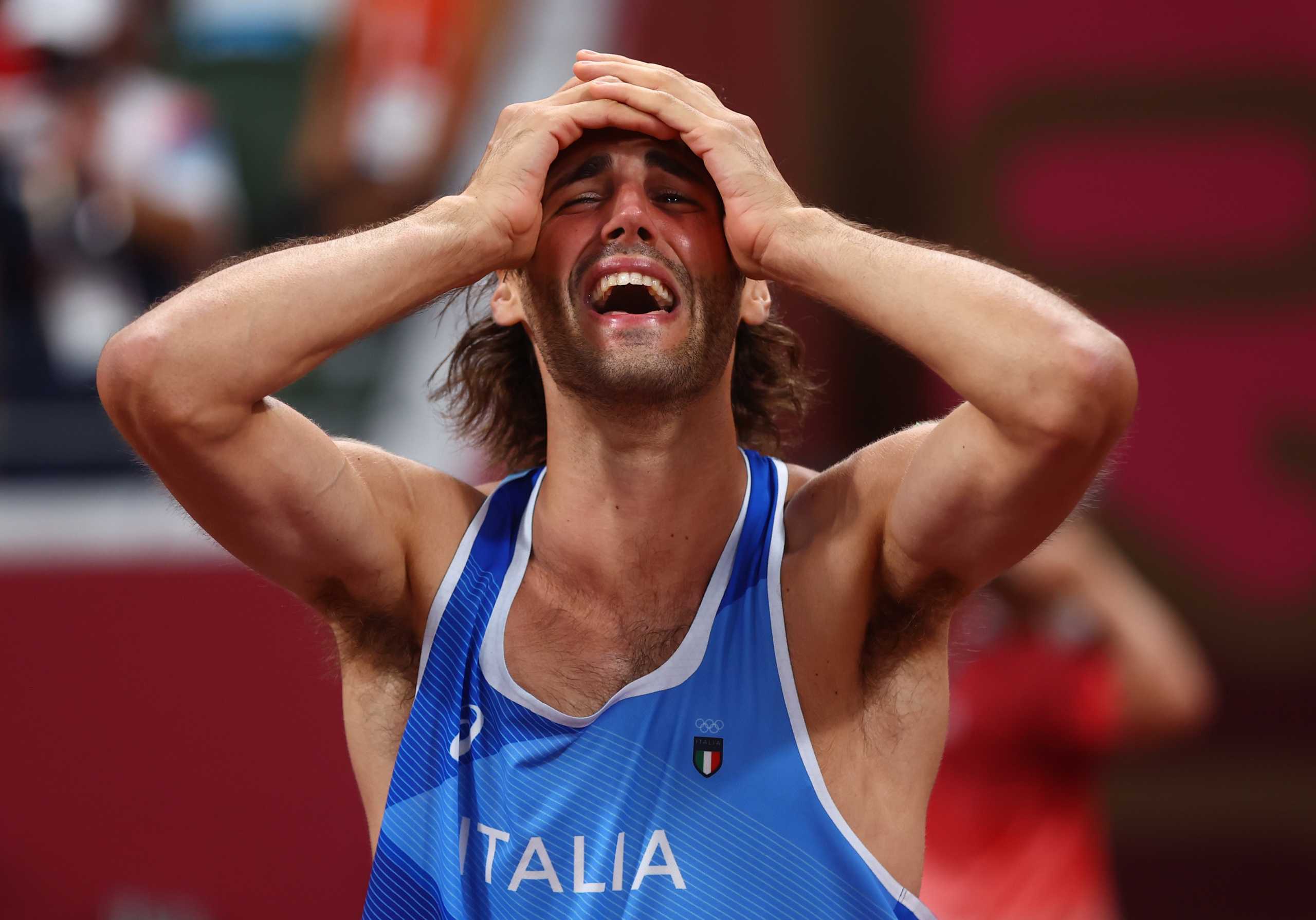 Tokyo 2020 Olympics - Athletics - Men's High Jump - Final- OLS - Olympic Stadium, Tokyo, Japan – August 1, 2021. Gianmarco Tamberi of Italy celebrates winning gold REUTERS