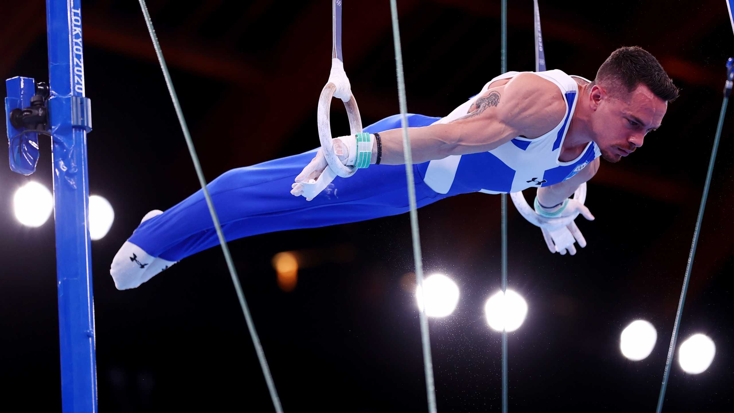 Tokyo 2020 Olympics - Gymnastics - Artistic - Men's Rings - Final - Ariake Gymnastics Centre, Tokyo, Japan - August 2, 2021. Eleftherios Petrounias of Greece in action on the rings REUTERS