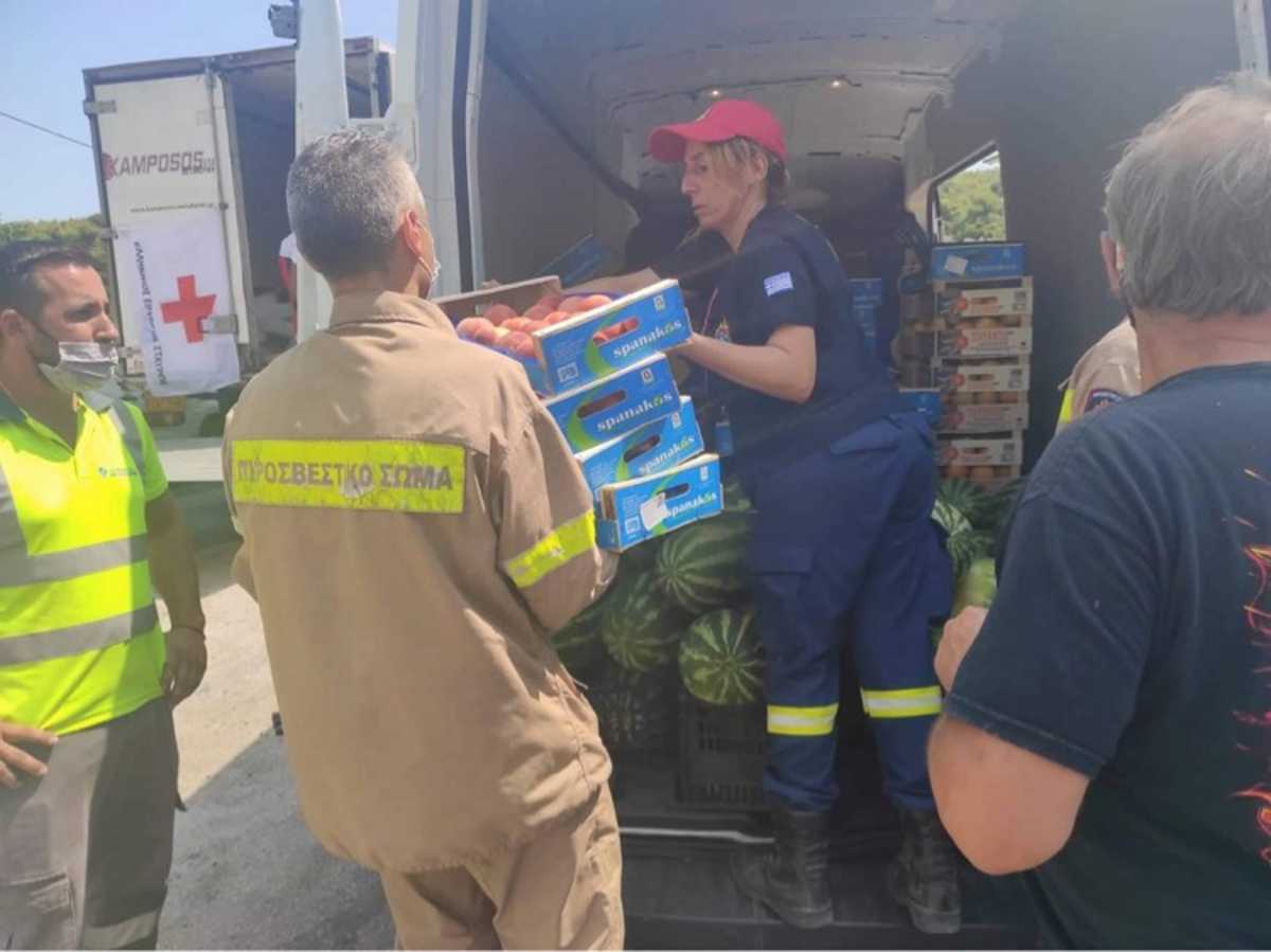 Φωτιά στα Βίλια: Προσφορά 2 τόνων φρούτων στα Σώματα Ασφαλείας και στους εθελοντές