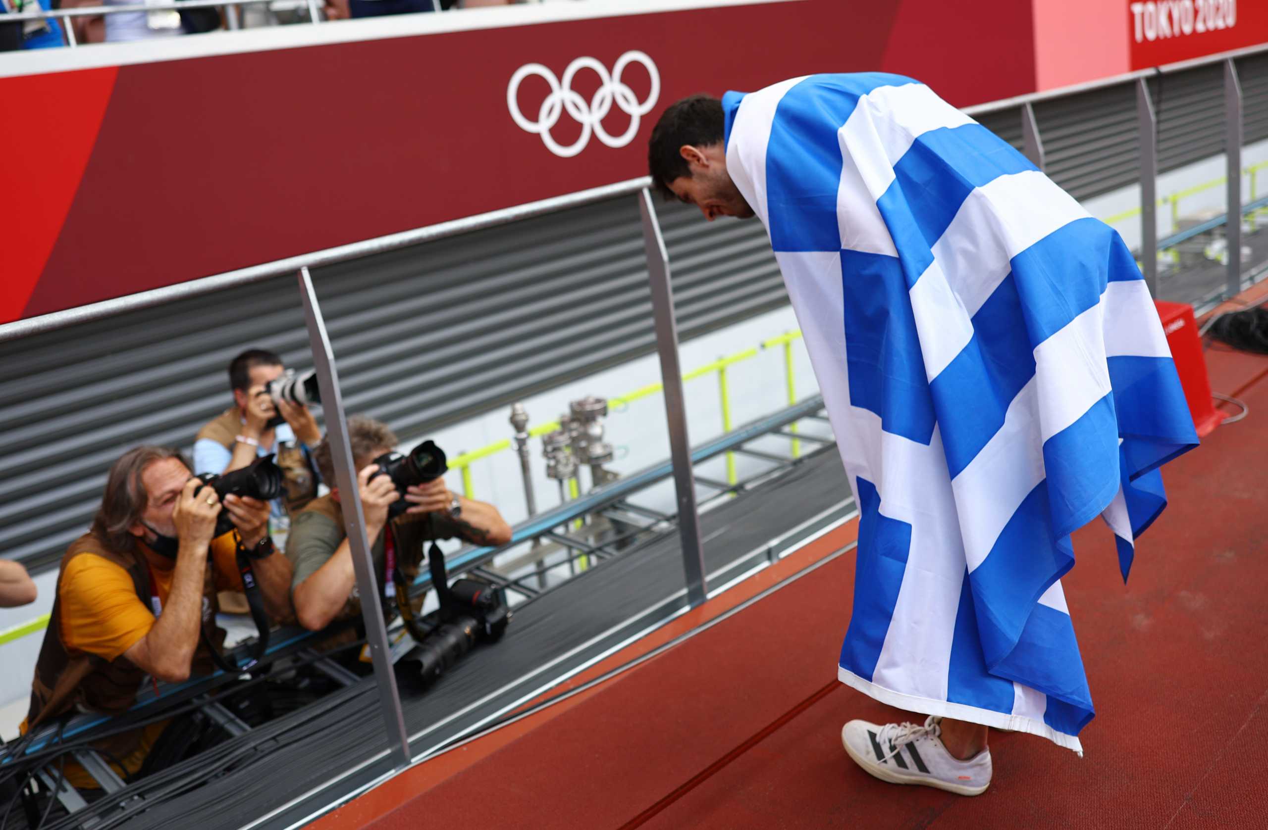 Tokyo 2020 Olympics - Athletics - Men's Long Jump - Final - Olympic Stadium, Tokyo, Japan - August 2, 2021. Miltiadis Tentoglou of Greece celebrates winning gold REUTERS
