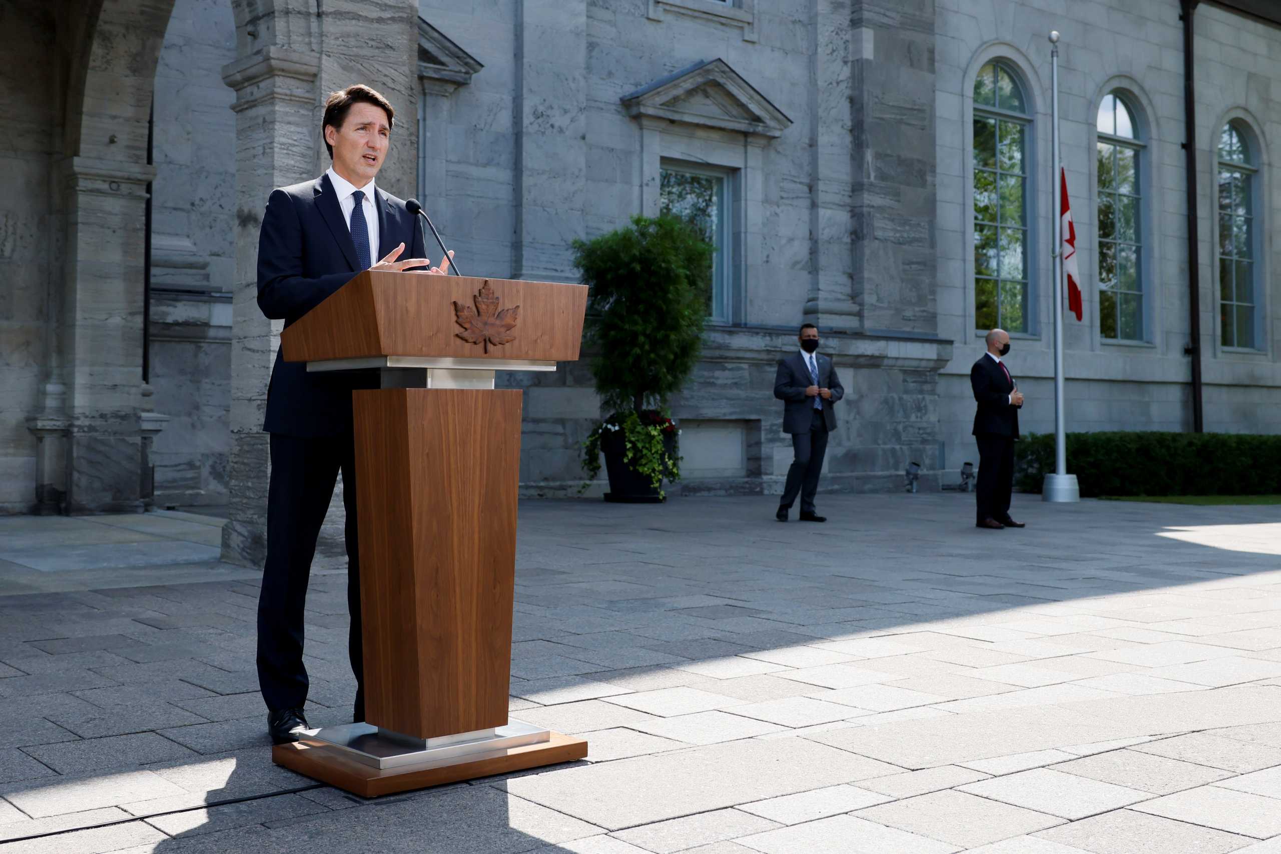 Canada's Prime Minister Justin Trudeau announces a federal election, outside Rideau Hall in Ottawa, Ontario, Canada, August 15, 2021. REUTERS
