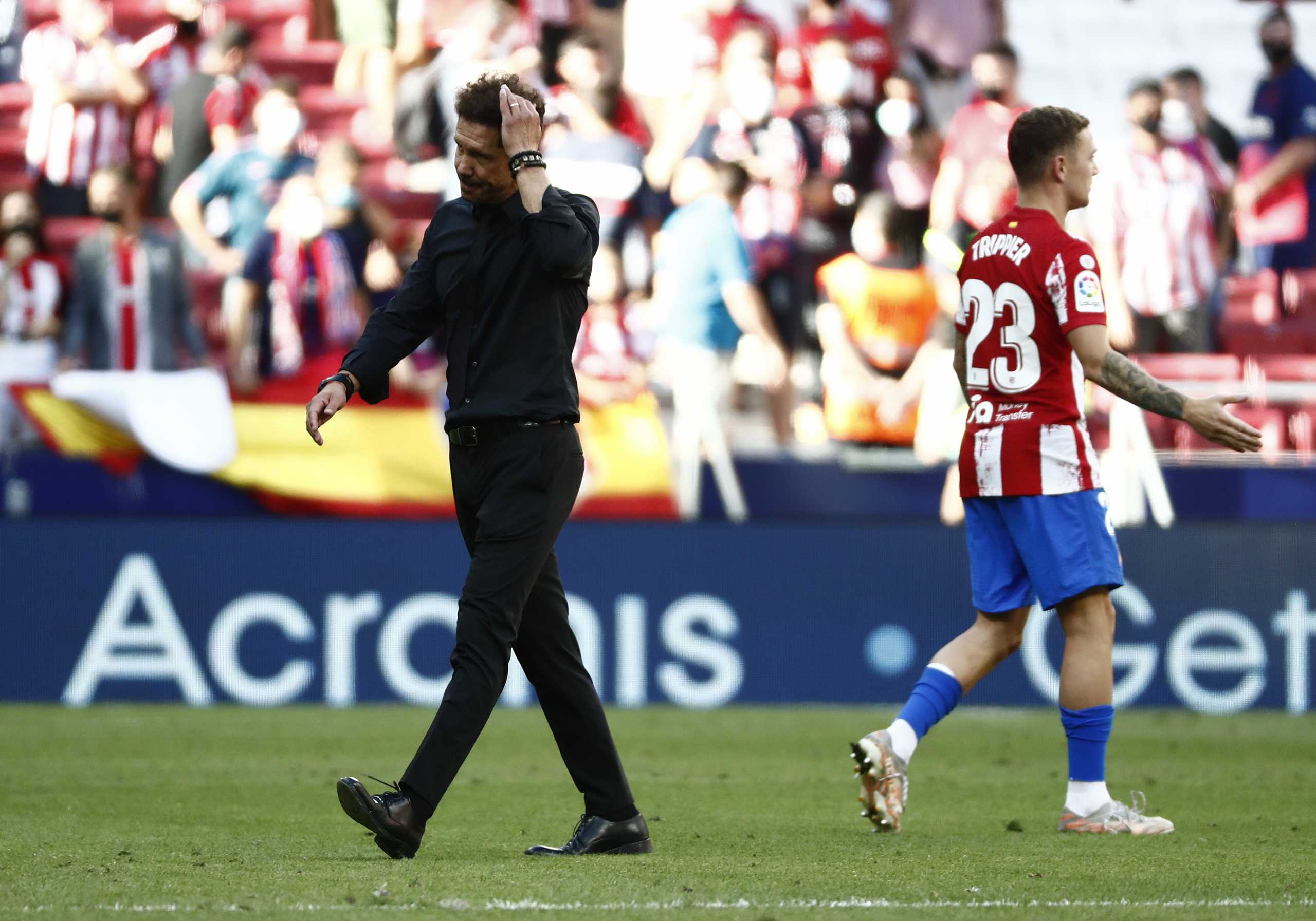 Soccer Football - LaLiga - Atletico Madrid v Ahtletic Bilbao - Wanda Metropolitano, Madrid, Spain - September 18, 2021 Atletico Madrid coach Diego Simeone looks dejected after the match REUTERS
