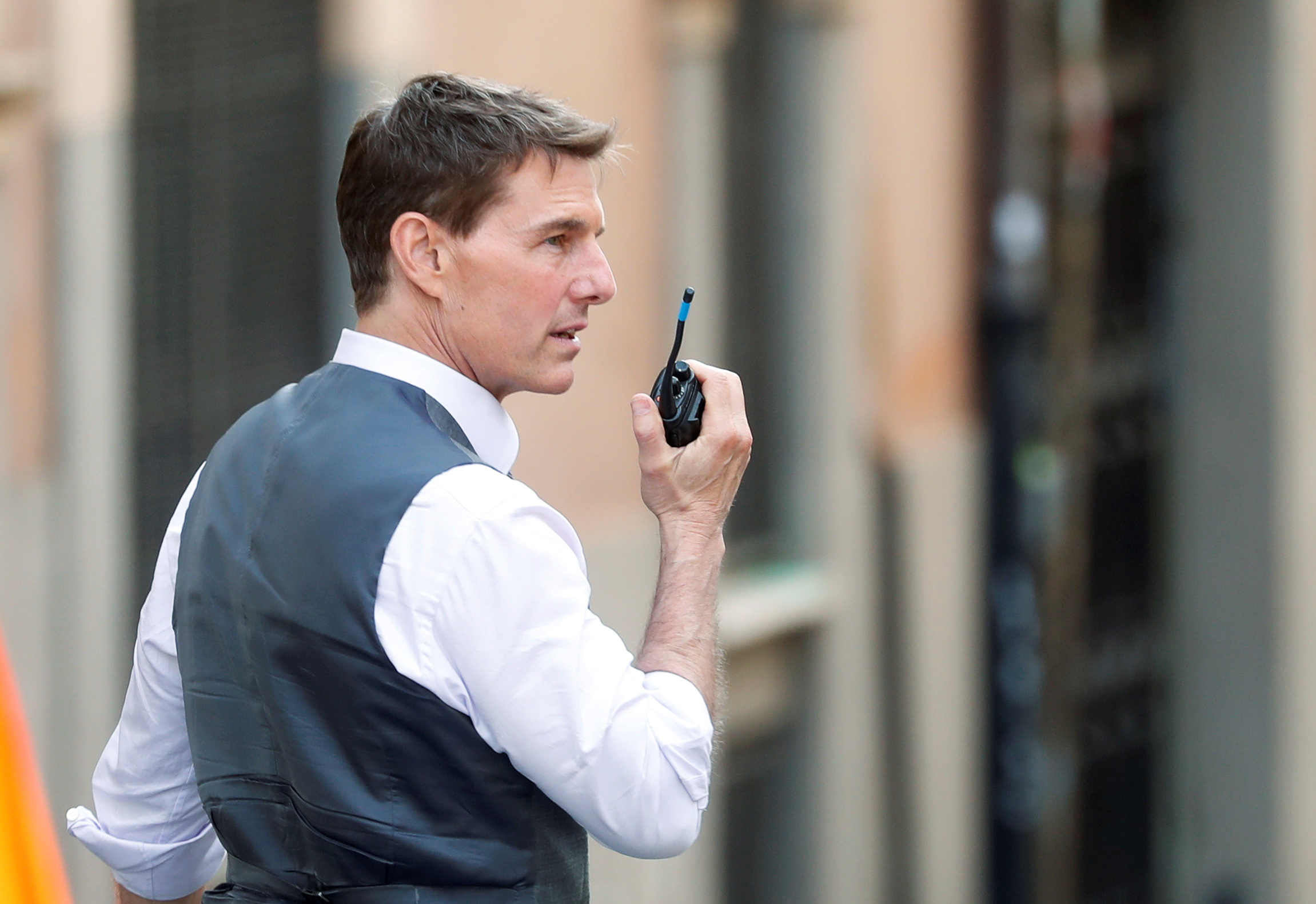 FILE PHOTO: Actor Tom Cruise is seen on the set of "Mission: Impossible 7" while filming in Rome, Italy, October 6, 2020. REUTERS