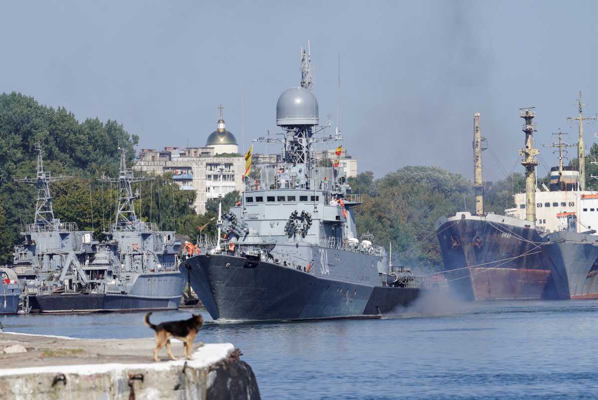 Small anti-submarine ship Urengoy leaves a port during naval drills, which are staged by the Baltic Fleet forces of the Russian Navy, part of the military exercises Zapad-2021 opened by Russia and Belarus, in the Baltic Sea town of Baltiysk in Kaliningrad Region, Russia September 9, 2021. REUTERS