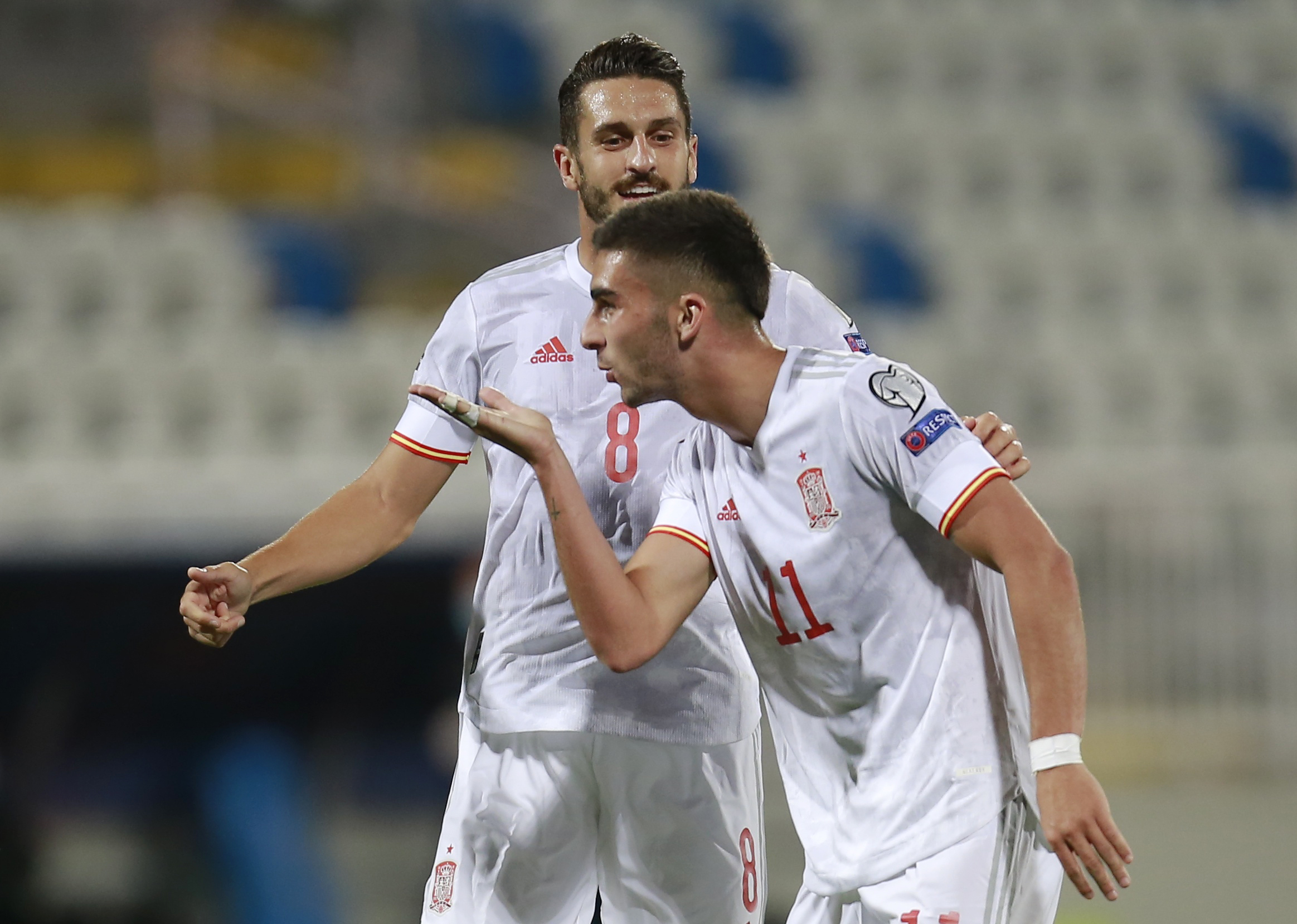 Soccer Football - World Cup - UEFA Qualifiers - Group B - Kosovo v Spain - Fadil Vokrri Stadium, Pristina, Kosovo - September 8, 2021 Spain's Ferran Torres celebrates scoring their second goal REUTERS
